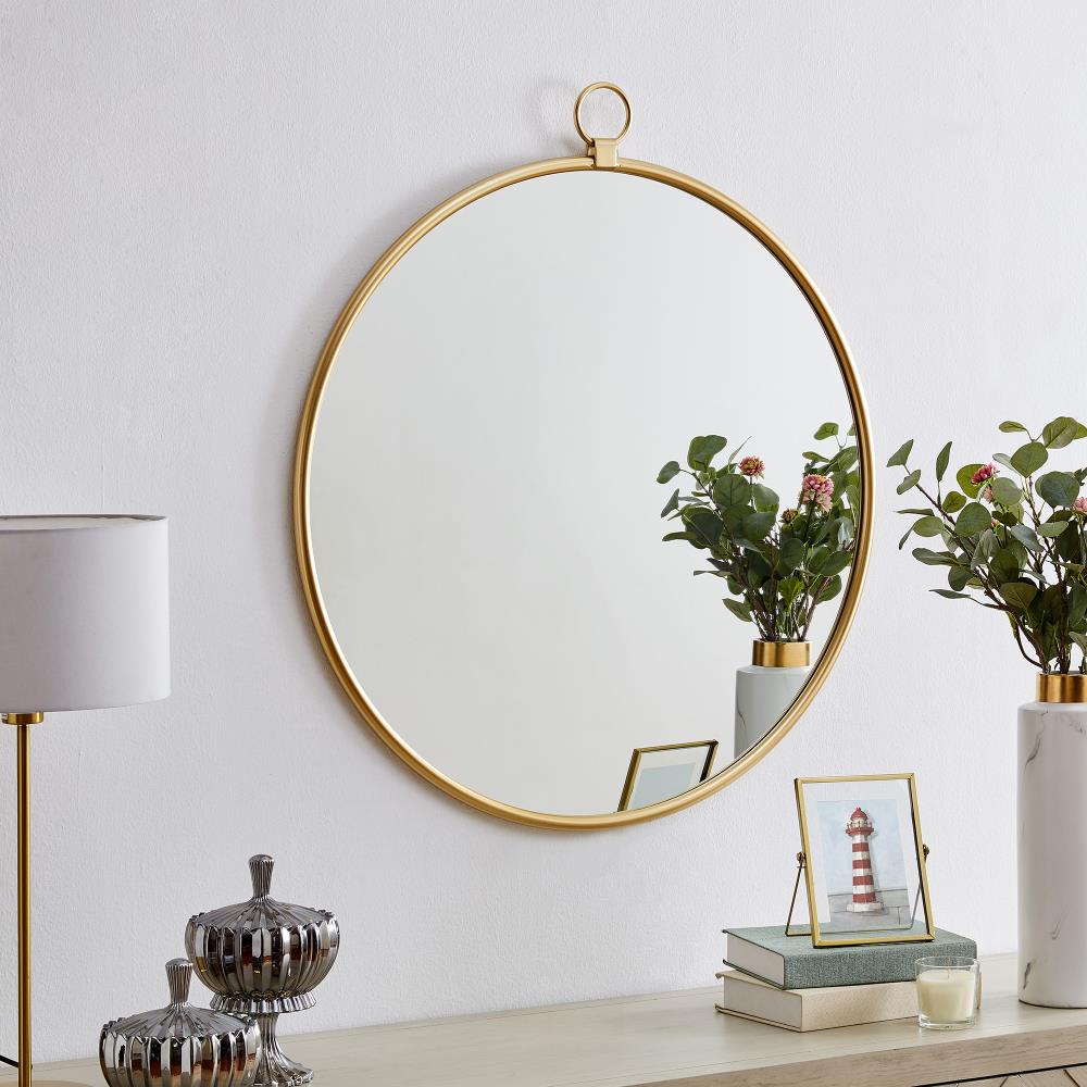 FirsTime 32.5-in W x 31.33-in H Round Gold Framed Wall Mirror in the Mirrors  department at