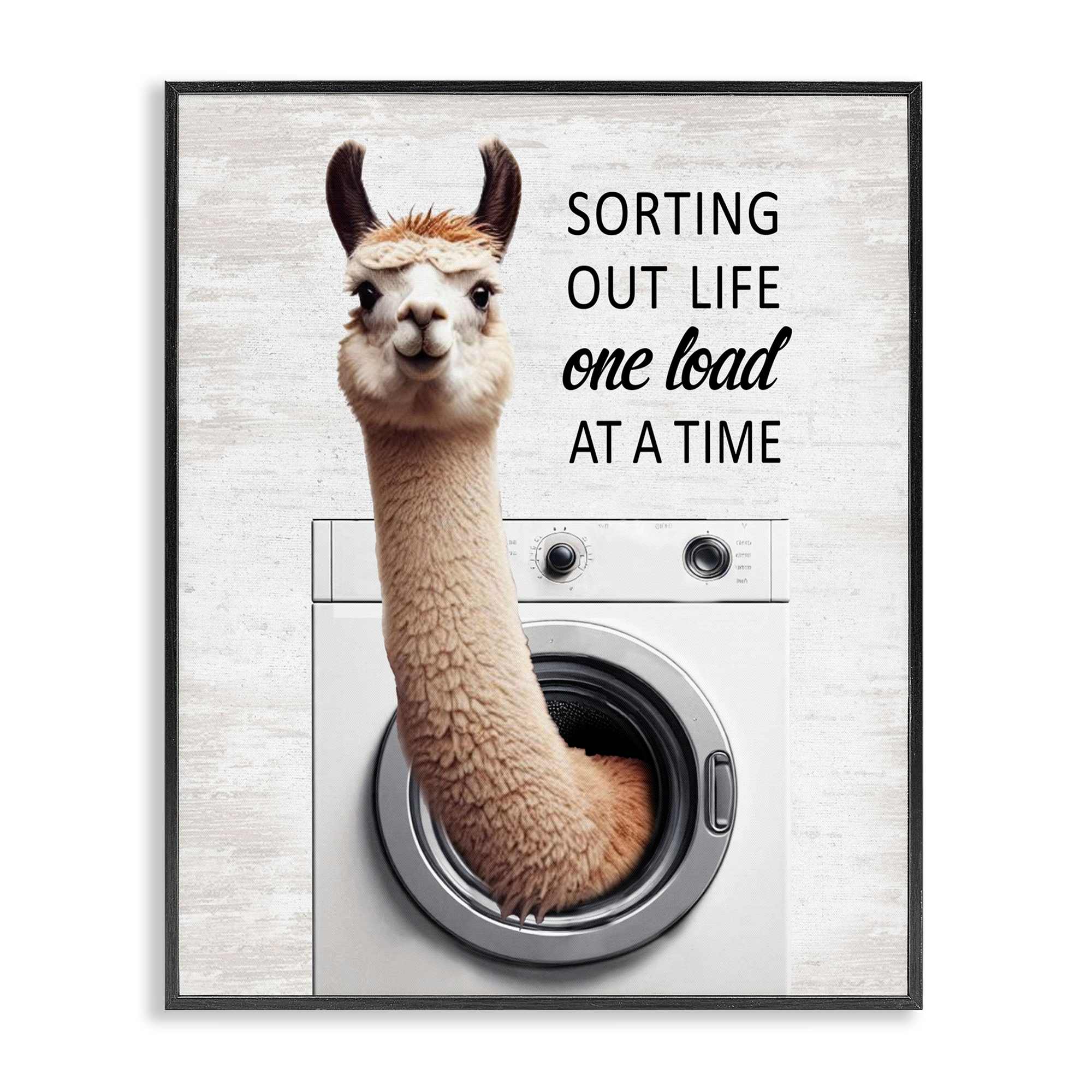 Stupell Industries BS-854-FR-24X30 One Load At A Time Llama Black Framed Giclee Art By Lettered and Lined 24 x 30