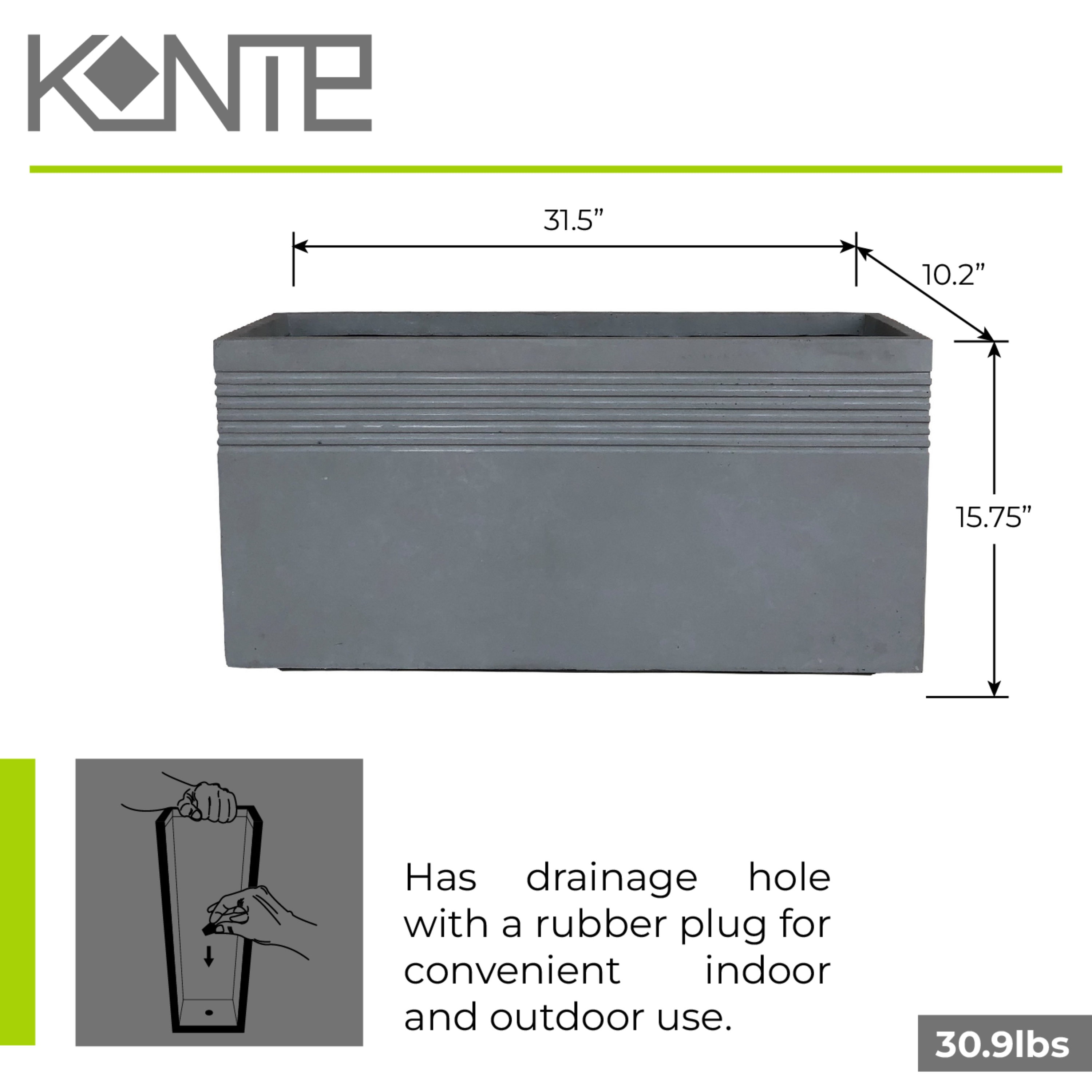 KANTE Rectangle 31.5-in W x 15.75-in H Gray Concrete Contemporary ...