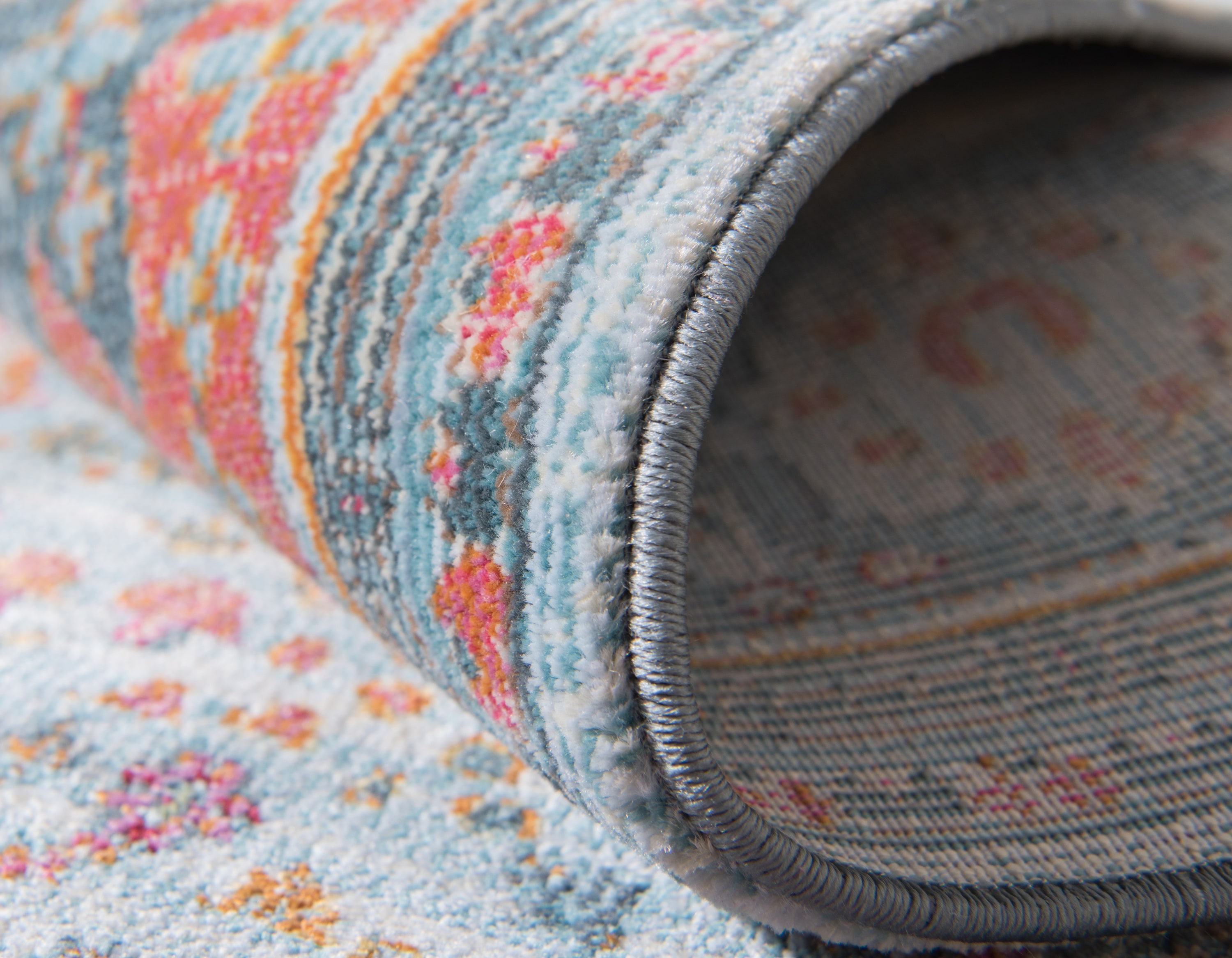 Reversible Easy-Care Synthetic Rug in Light Blue, 2' 2" x 3' 1"