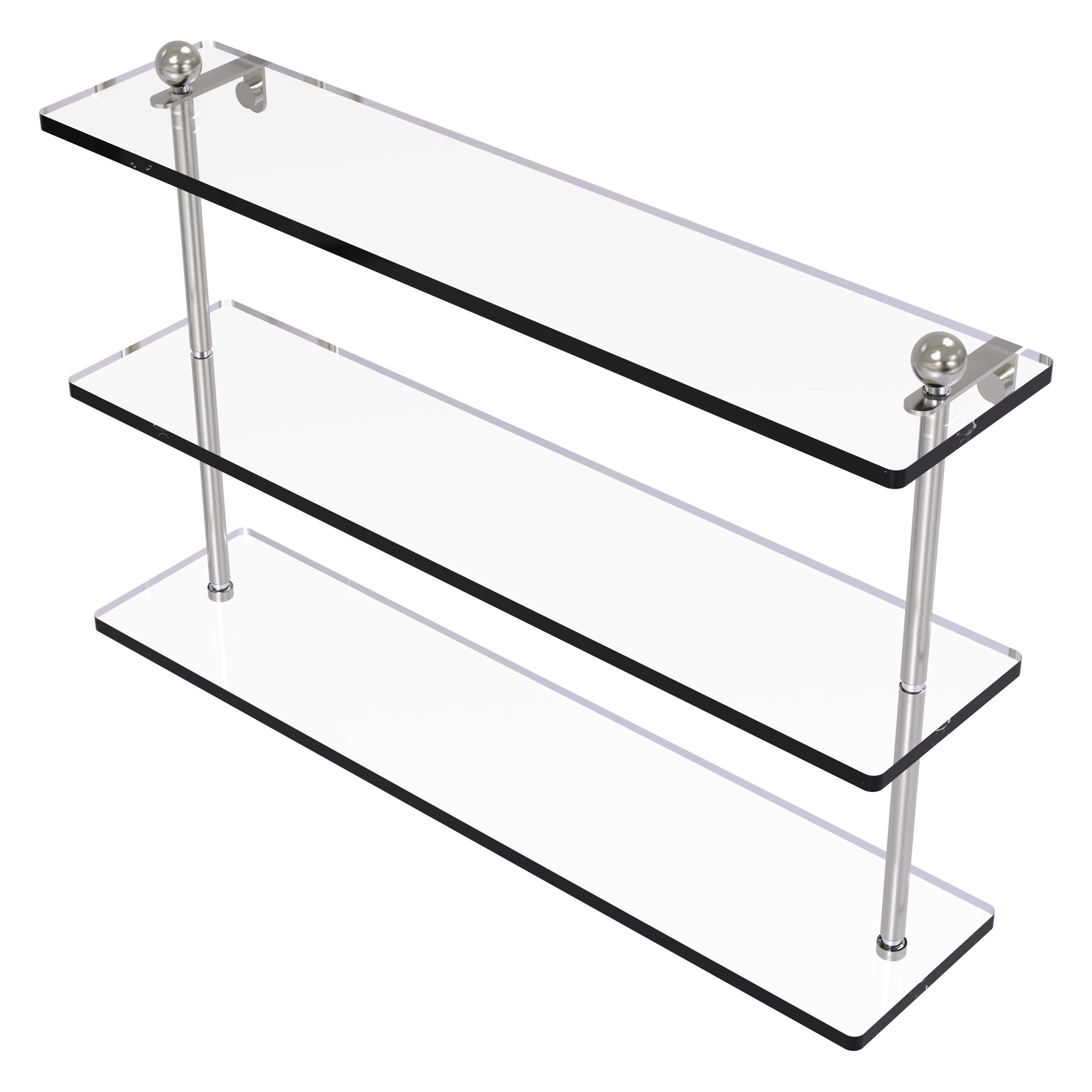 Allied Brass PR-5/22-SN Prestige Regal Satin Nickel 3 -Tier Wall mount Corner Bathroom Shelf ( 22-in x 15-in x 5-in )