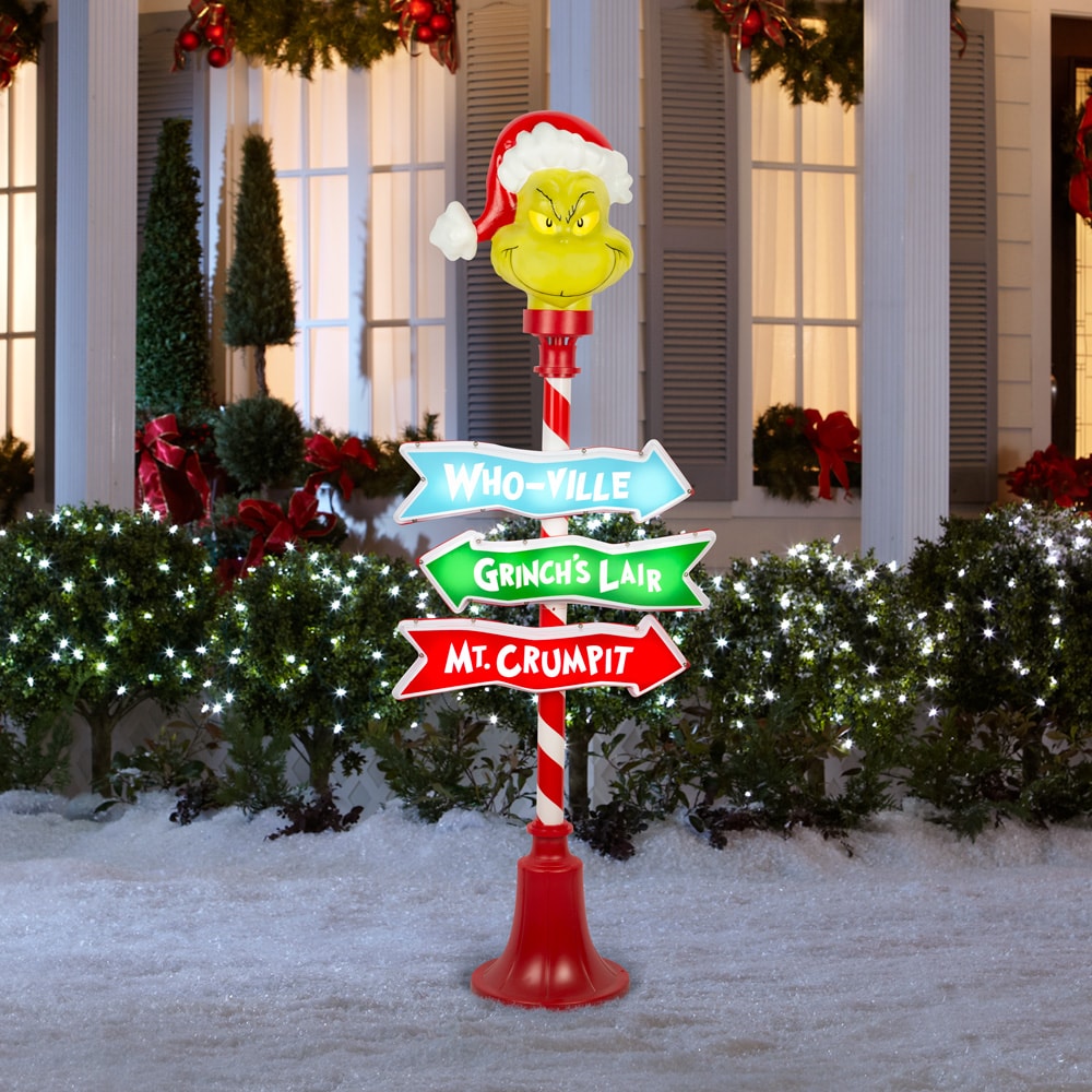 Grinch The Grinch 60-in Lamp Post Door Decoration with White LED ...