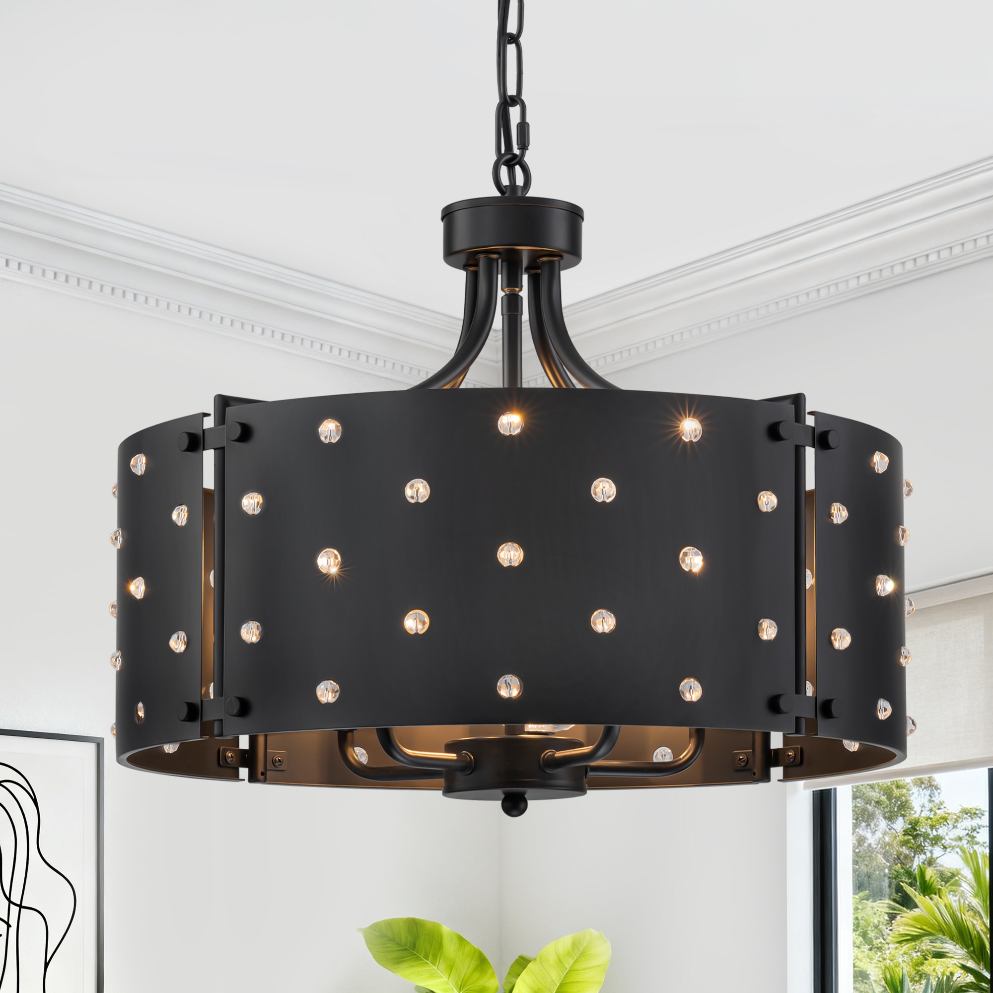 ZSMIHDOH 5 -Light Black Metal Chandelier
