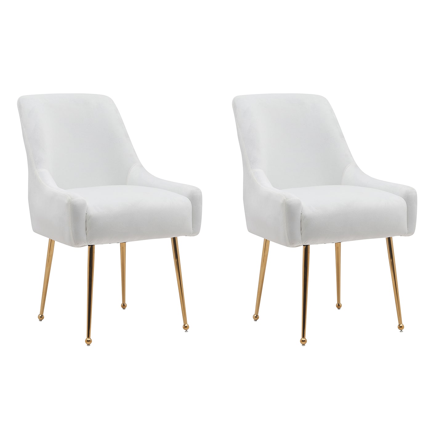 BWE A-9CHAIR-07-BEG Set of 2 Contemporary/Modern Velvet Dining Side Chair (Metal Frame)