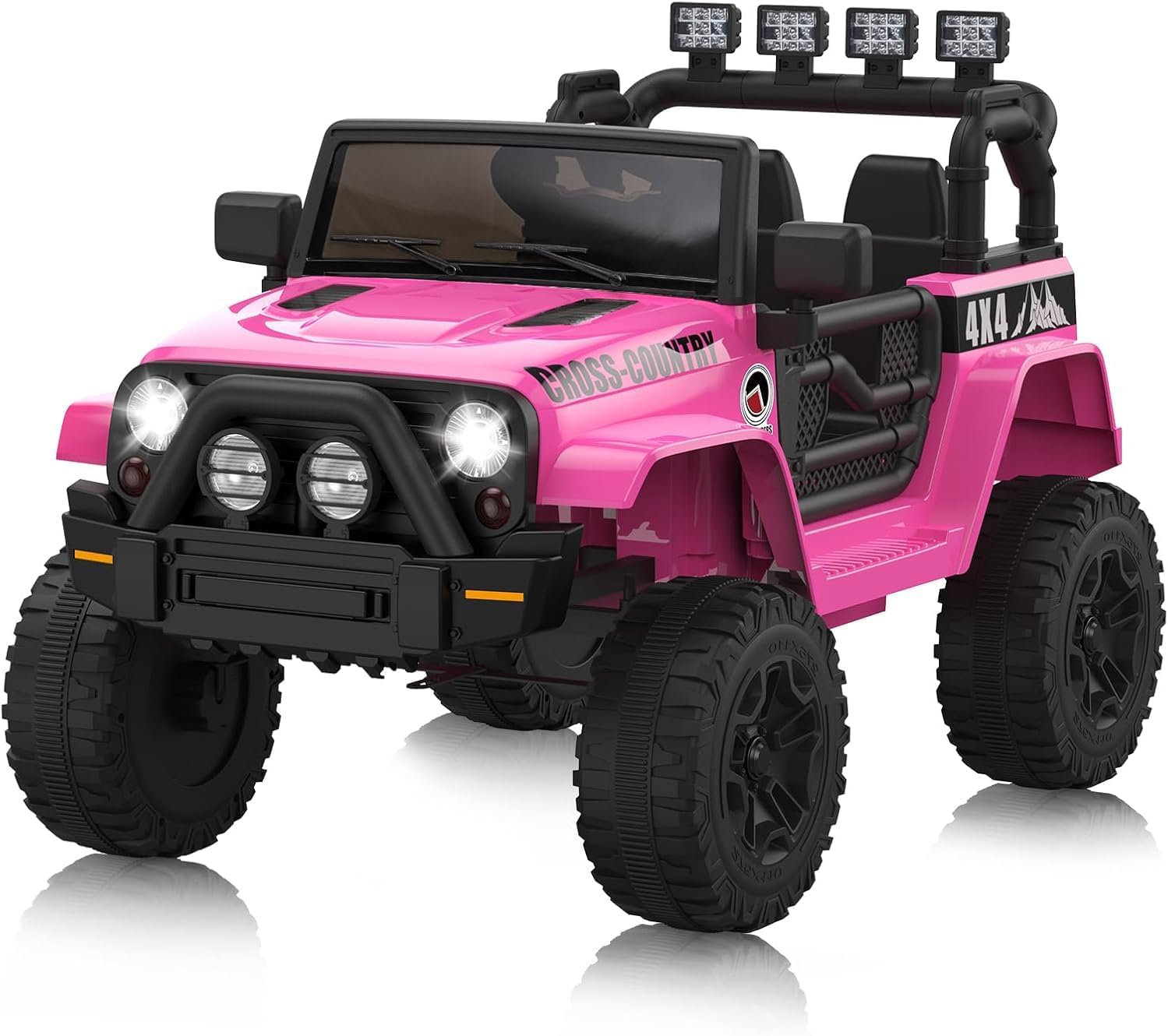 WhizMax PD-PTO-0YQHYSS3 12V Kids Electric Ride-On Truck With One-Button Start-Remote Control-2 Speeds-LED Lights-Spring Suspension