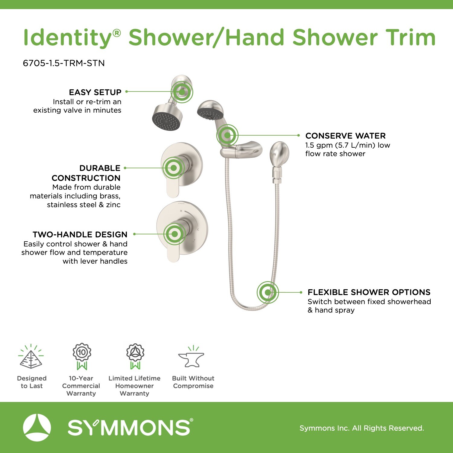 Symmons 6705-1.5-TRM-STN Tub-Shower-Faucets - View #3