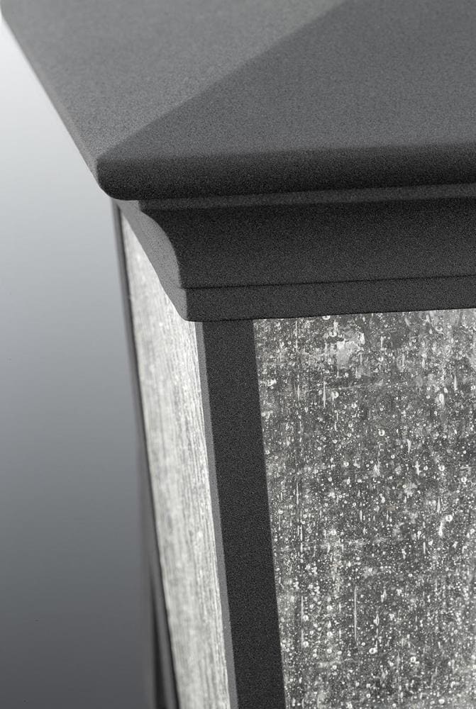 Black Aluminum LED Outdoor Wall Lantern with Textured Glass