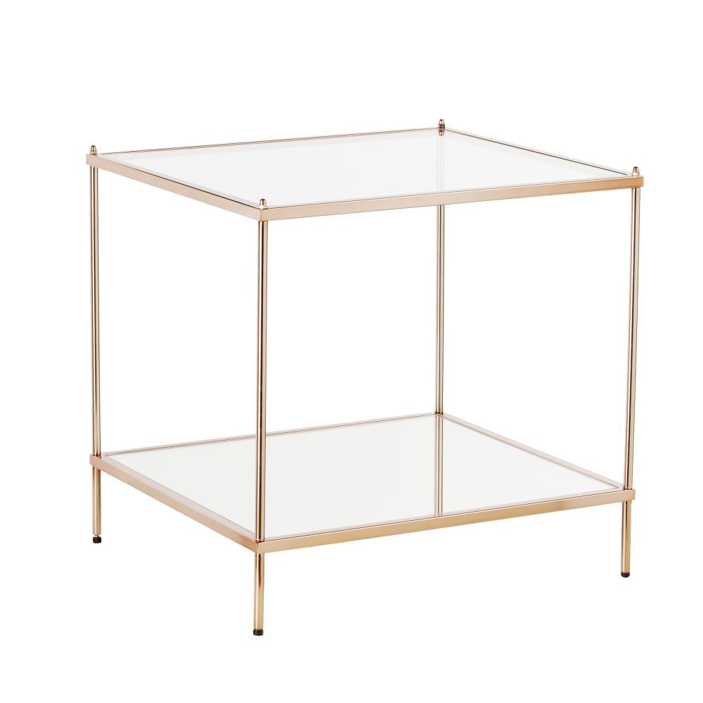 Boston Loft Furnishings ATG2205 Kili 22.25-in W x 21.5-in H Metallic gold Glass Square Modern End Table with Storage Assembly Required