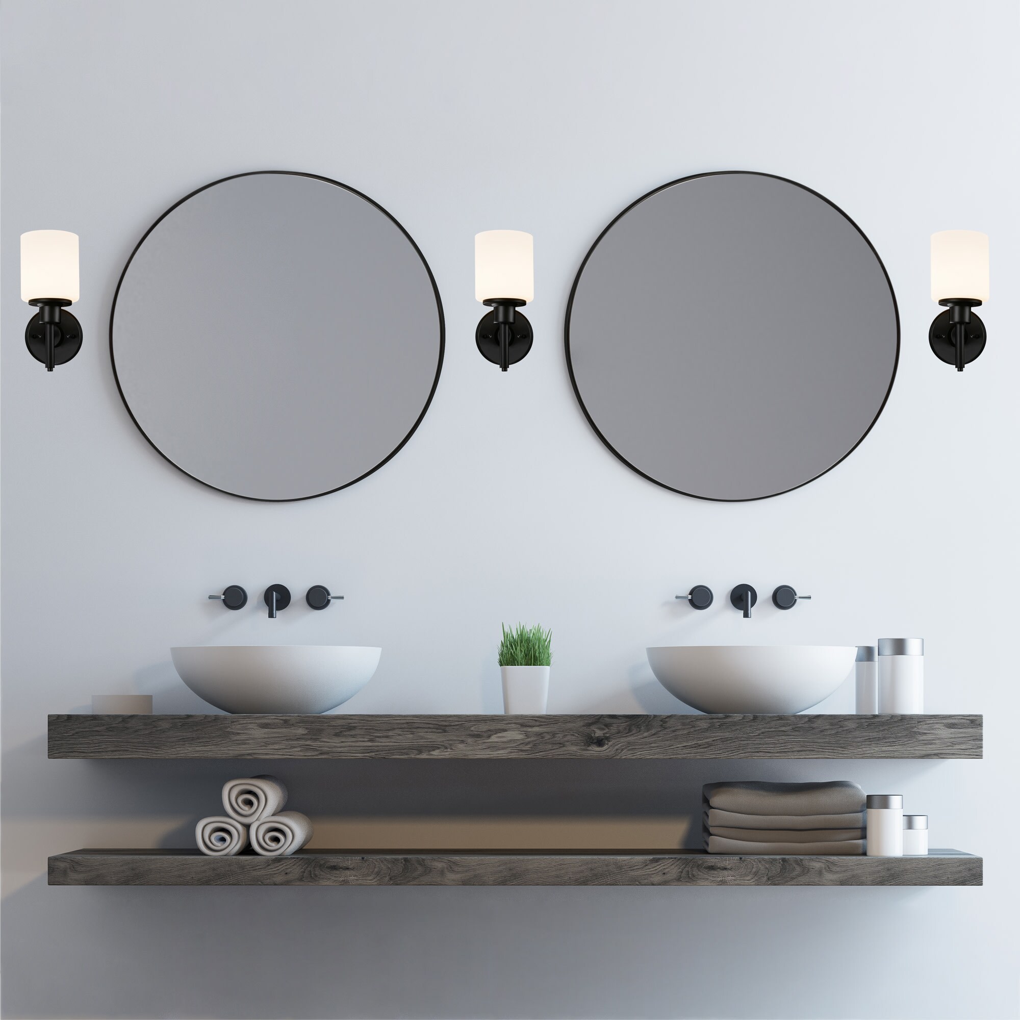 Design House Kenna 24-in x 24-in Framed Round Bathroom Vanity Mirror ...