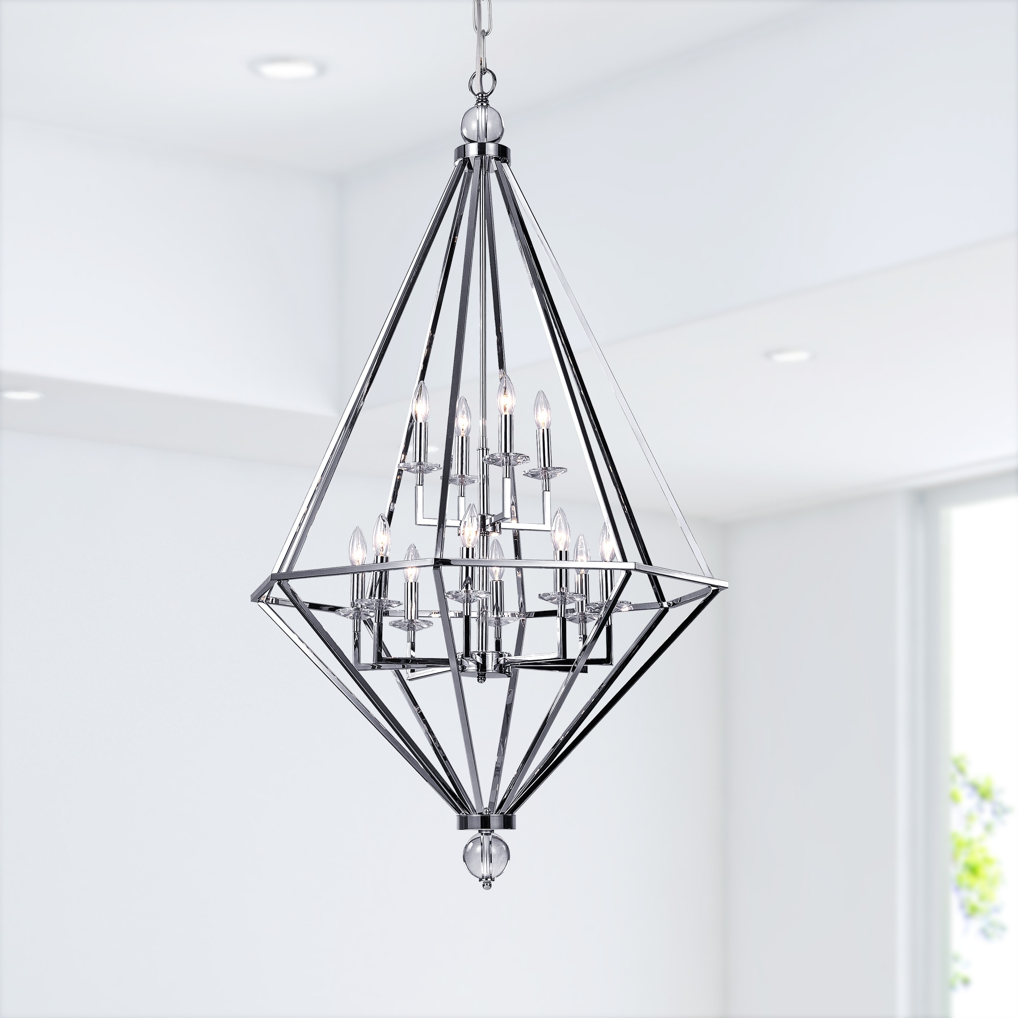 CWI Lighting 1027P32-12-601 Calista 12 -Light Chrome Transitional For Use in Bathrooms, Bedrooms, Dining Rooms, Foyers, Kitchens, Living Rooms Chandelier