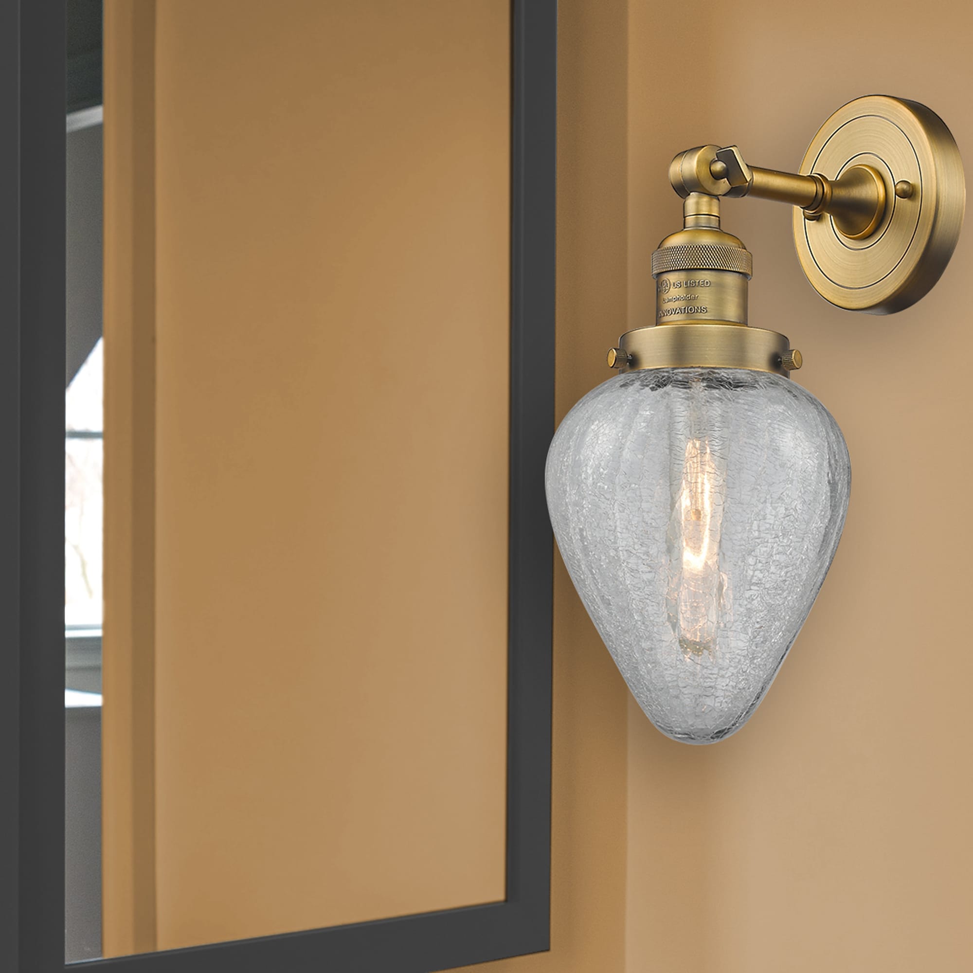 Innovations Lighting 203-BB-G165 Geneseo 6.5-in W 1 -Light Brushed Brass Industrial Wall Sconce