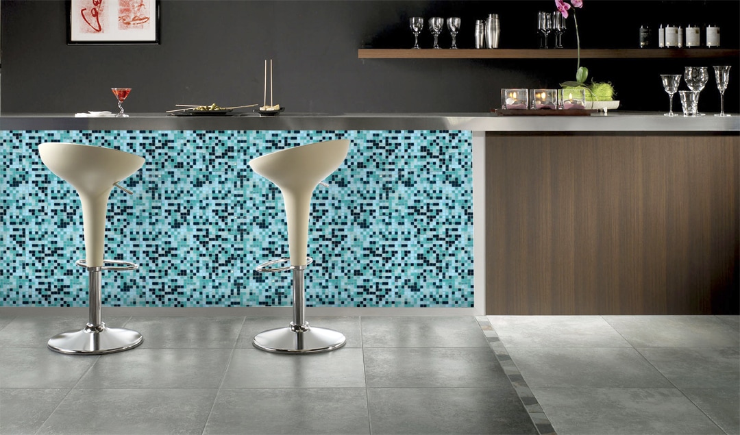 Galaxy 12" x 12" Iridescent Blue Glass Mosaic Tile
