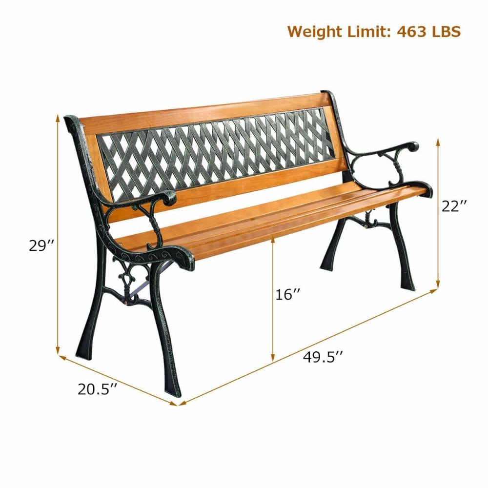 CASAINC 49.5-in W x 29-in H Brown Iron Garden Bench in the Patio ...