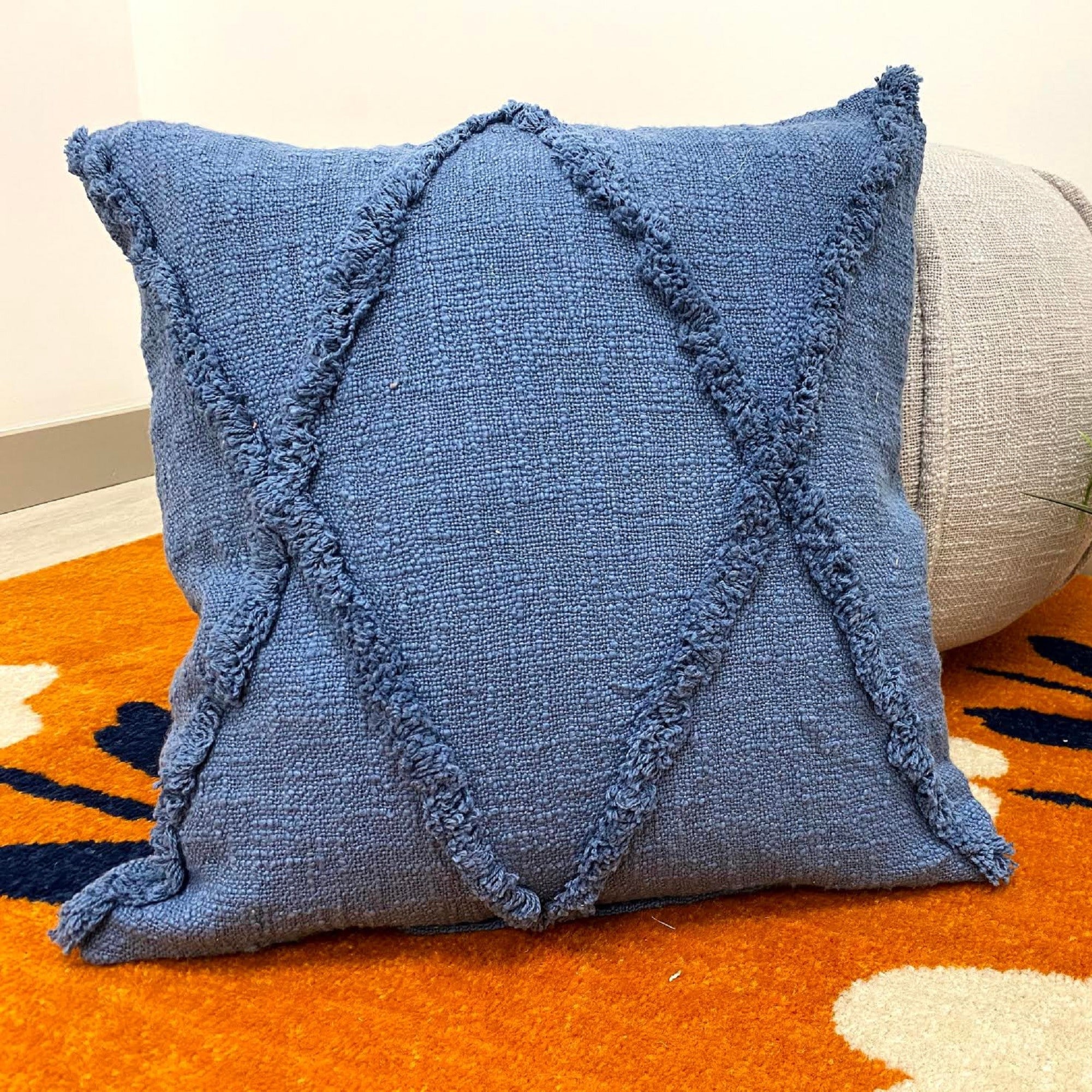 LR Home Reese 18in x 18in Denim Blue Indoor Decorative Pillow in the Throw Pillows department