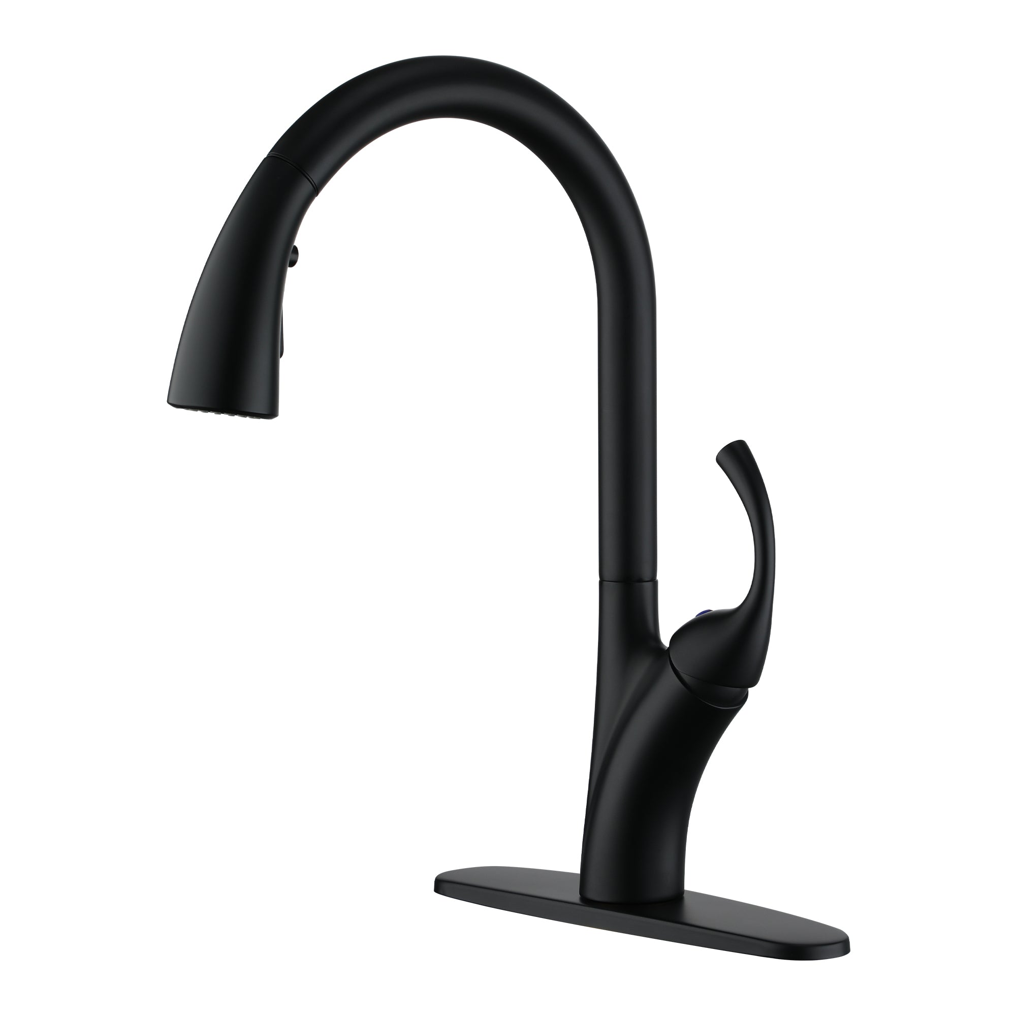 Boyel Living BL-APS597-MB Stainless Steel Single Handle Pull Down Sprayer Kitchen Faucet with 3-Spray Patterns and Deck Plate in Matte Black