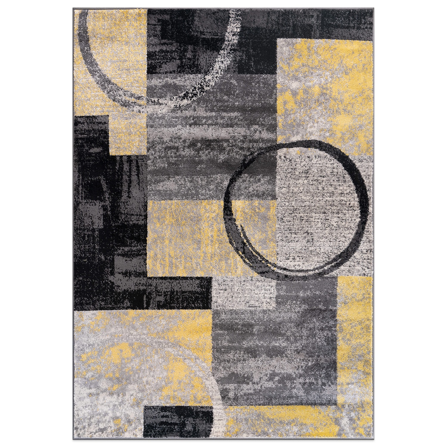 World Rug Gallery 307YELLOW5X8 5 x 8 (ft) Loomed Polypropylene Yellow Rectangular Indoor Geometric Global Area rug