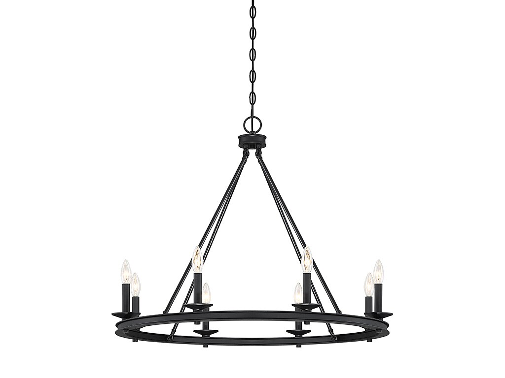 Classic Bronze 8-Light Chandelier with Open Hoop Design