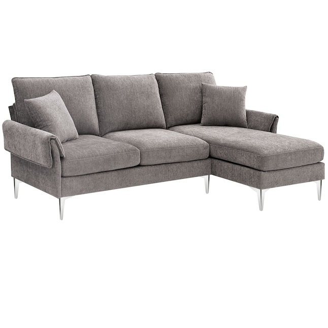 Nestfair 54.5-in Modern Gray Polyester/Blend Reclining Sectional in the ...