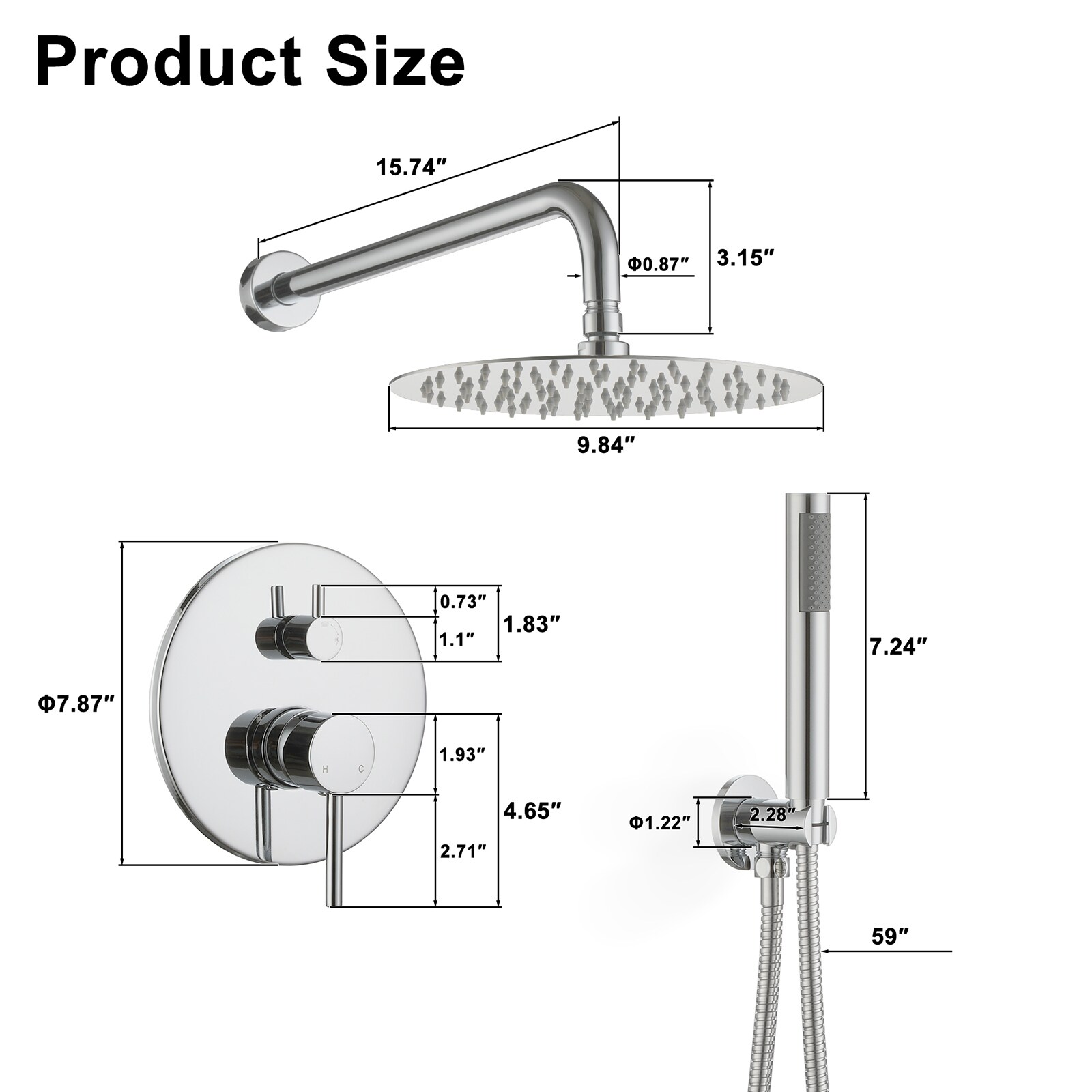 Mondawe AM-S133AC-10CH Showerhead-Bar-Panels - View #7