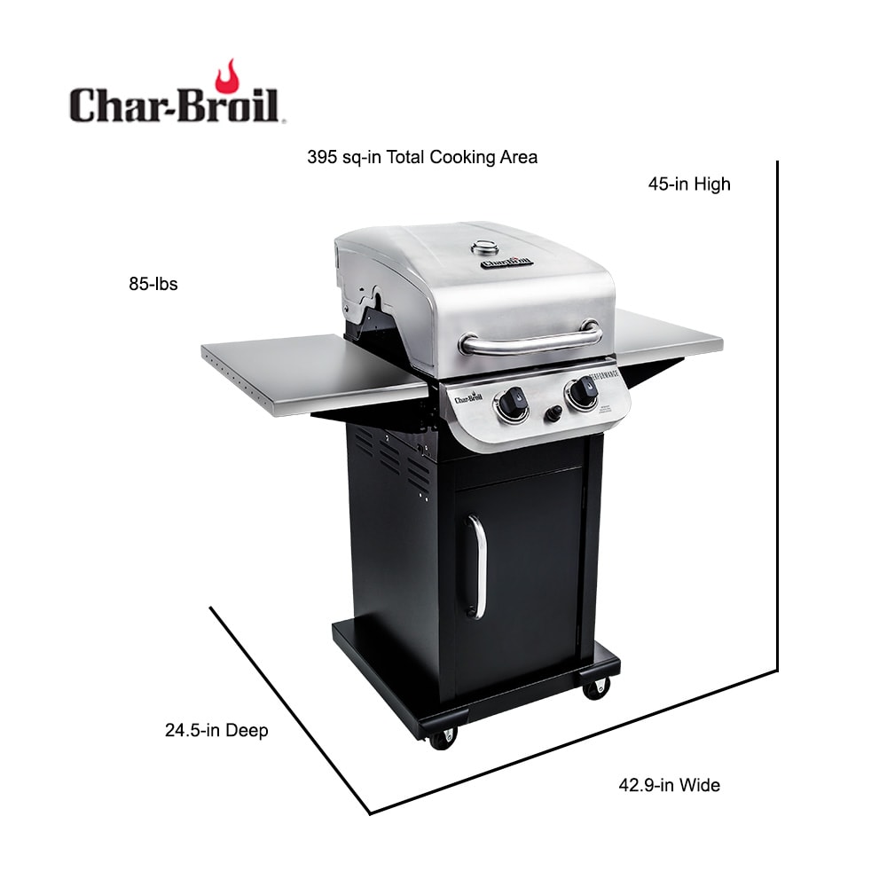 Propane Gas Performance at 2-Burner Steel Stainless Black Series Grill Char-Broil Liquid and