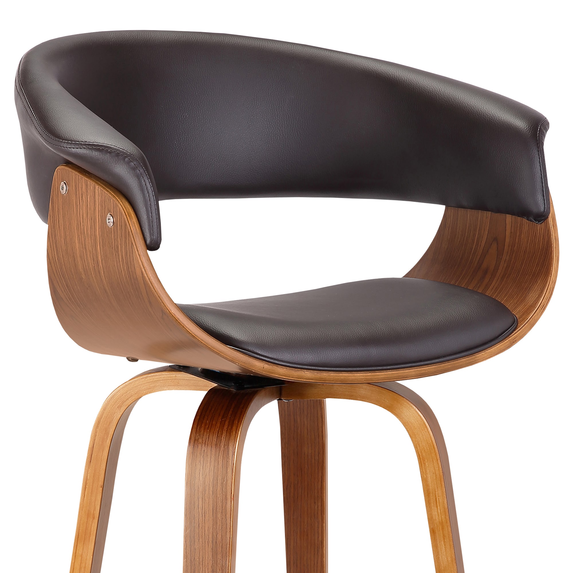 Walnut and Gray Faux Leather Swivel Counter Stool