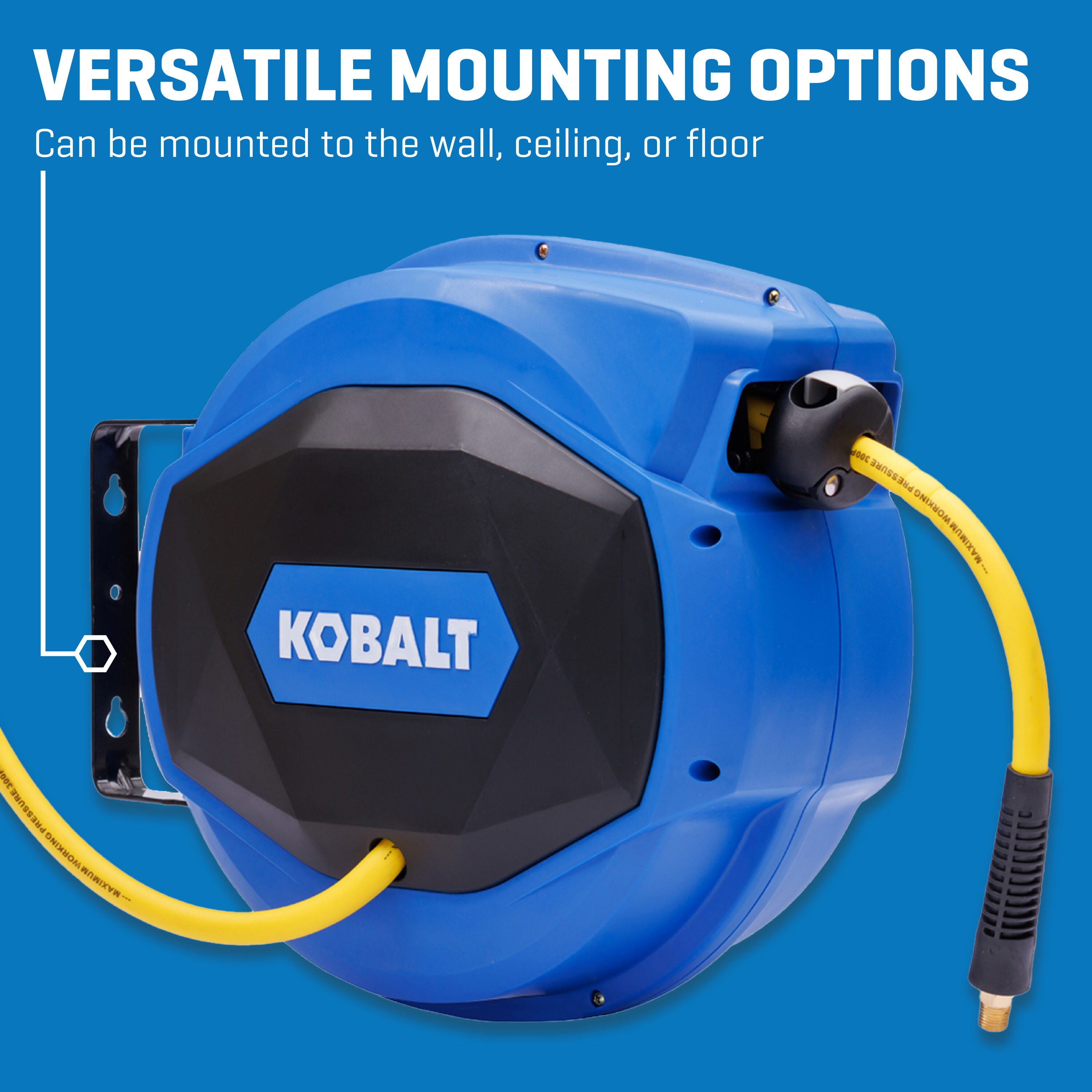 Kobalt Enclosed Retractable Reel w/3/8-in x 50-Ft Poly Hybrid Hose