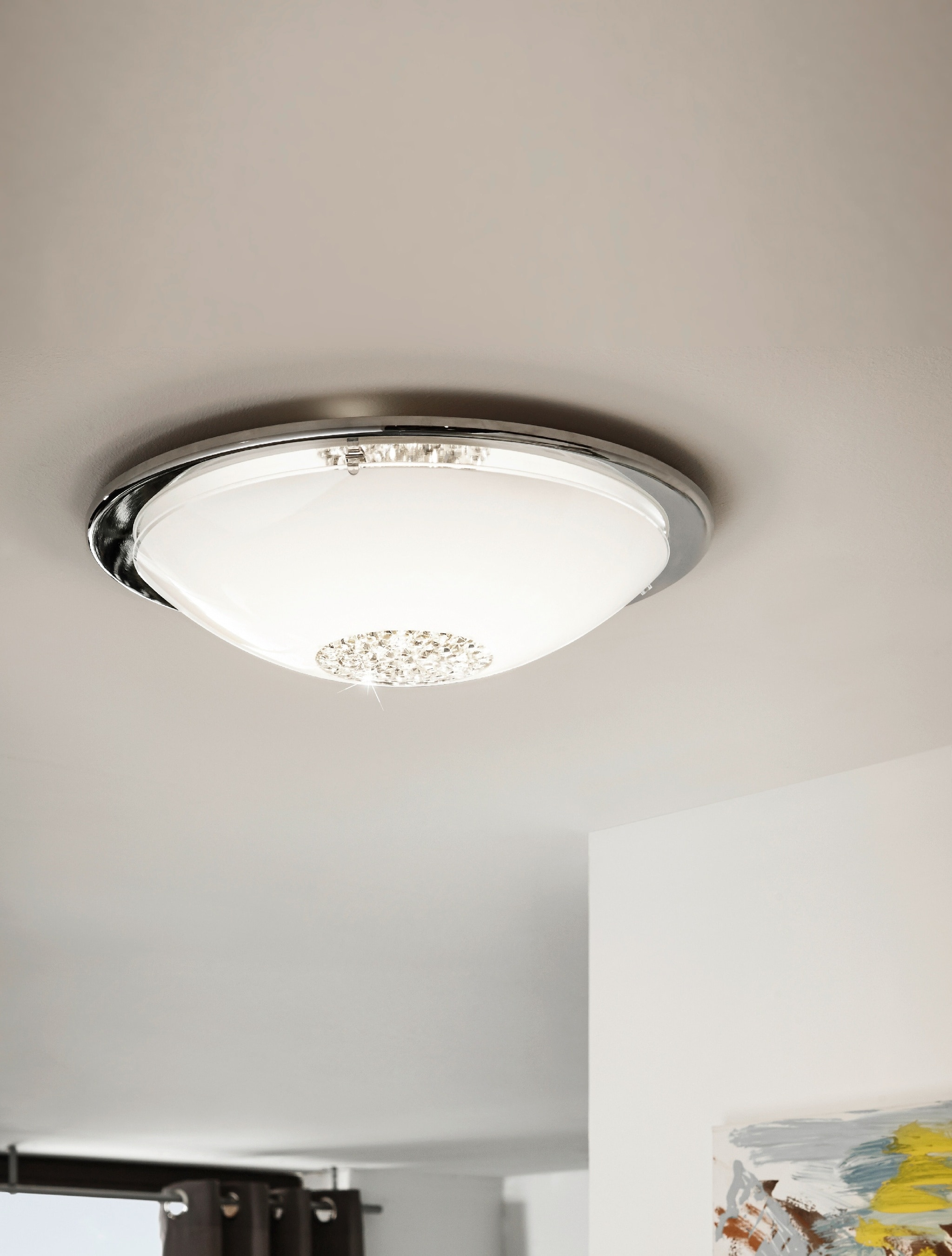 Chrome Glass LED Bowl Flush Mount Light