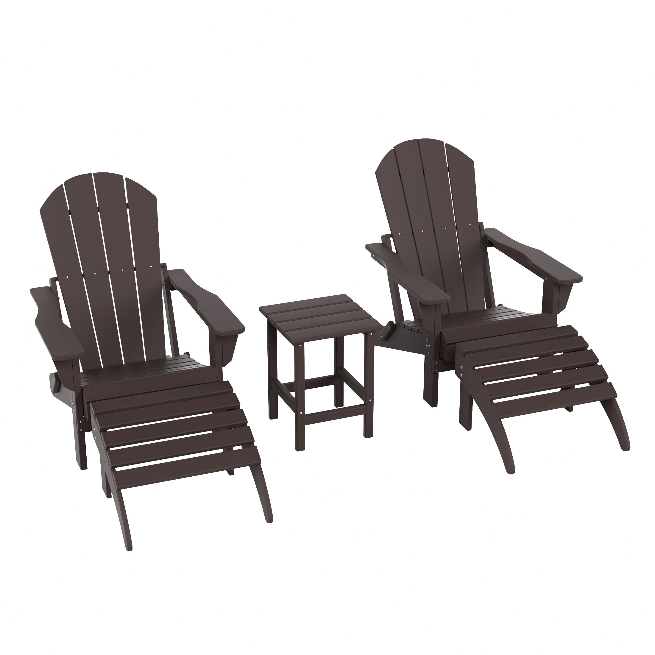 Westin Furniture 2001AOC-DKBR2 Laguna Set of 2 Dark Brown HDPE Frame Stationary Adirondack Chair with Slat Seat