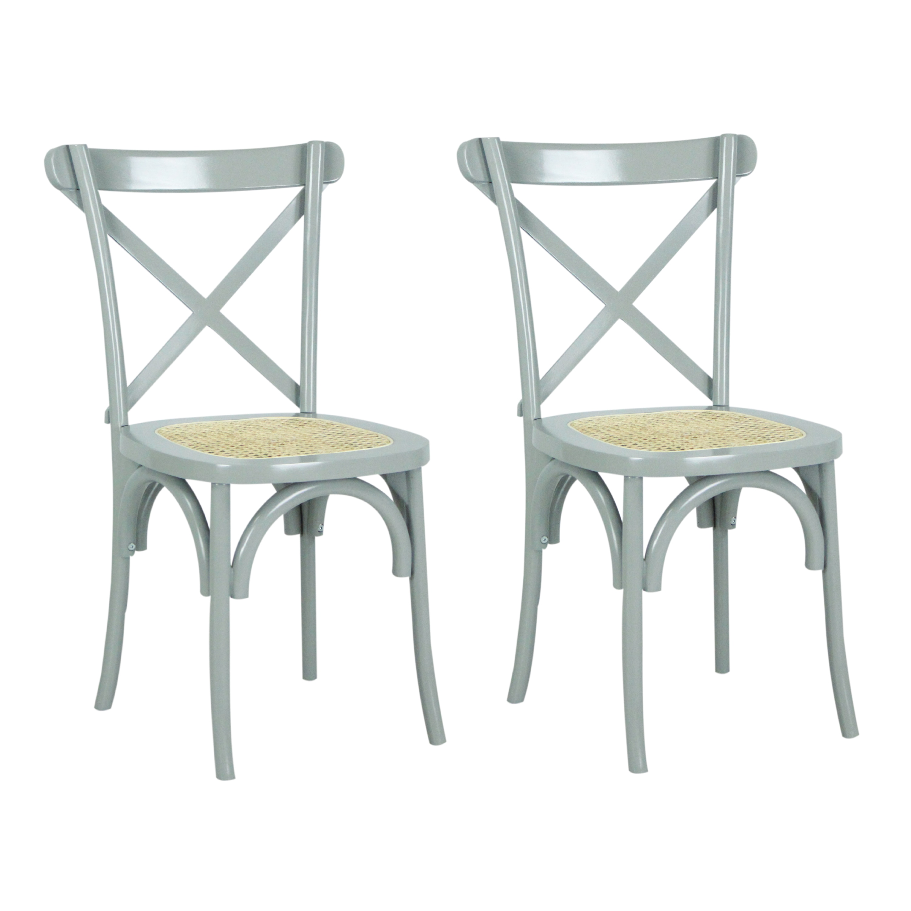 JONATHAN  Y DNG1001B-SET2 Set of 2 Cassis X-Back Rattan Classic Traditional Dining Side Chair (Wood Frame)