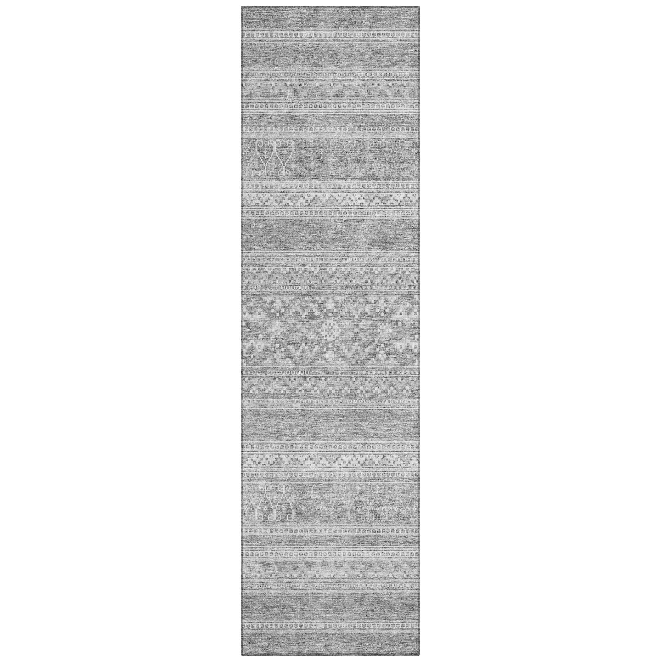 Addison Rugs ACN714SV2X8 Chantille ACN714SV 2 x 7 (ft) Polyester Silver Rectangular Indoor/Outdoor Geometric Machine washable Area rug