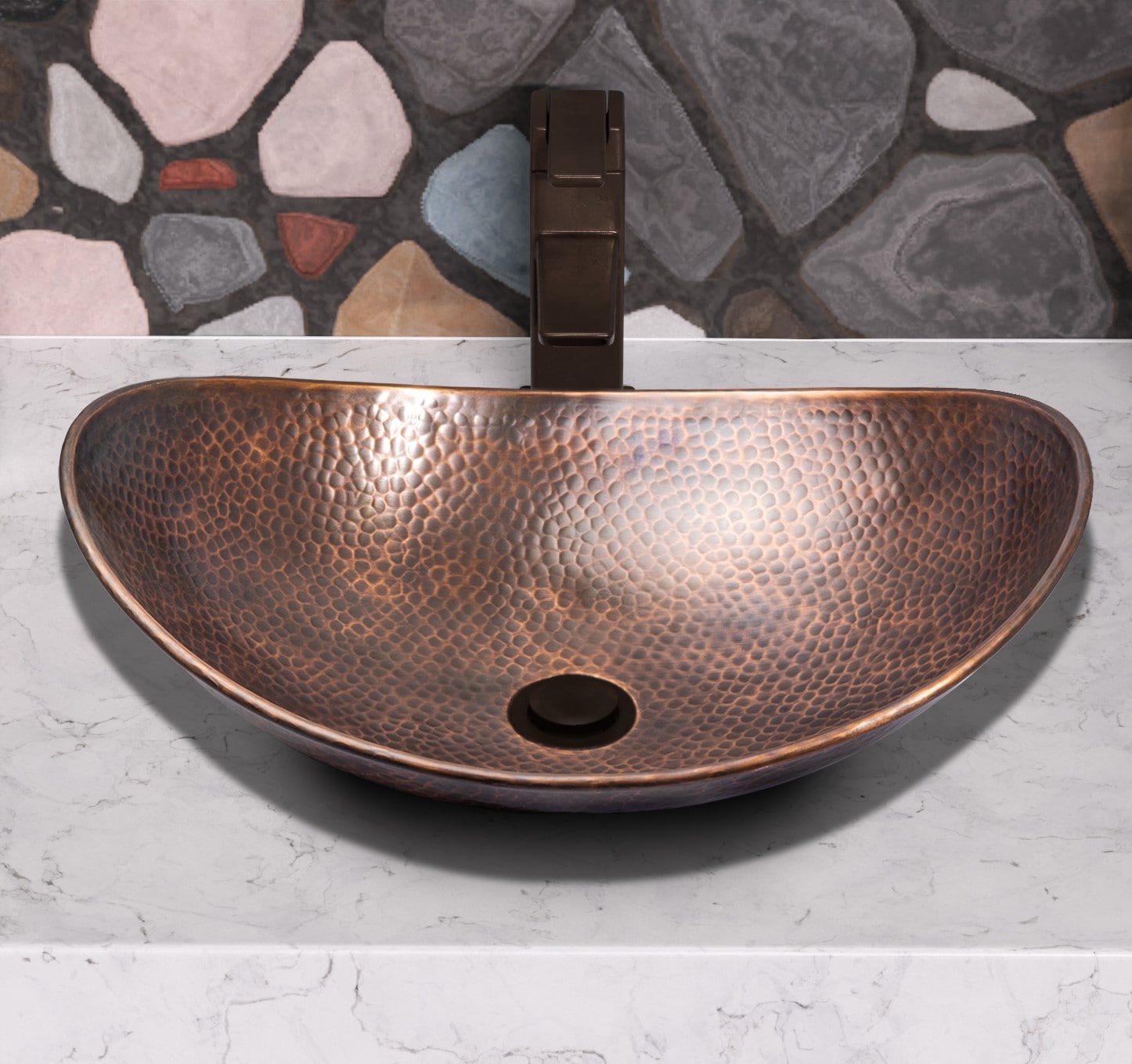 Monarch Abode Hand Hammered Copper Vessel Oval Rustic Bathroom Sink x 13.8-in) in Bathroom Sinks department at Lowes.com