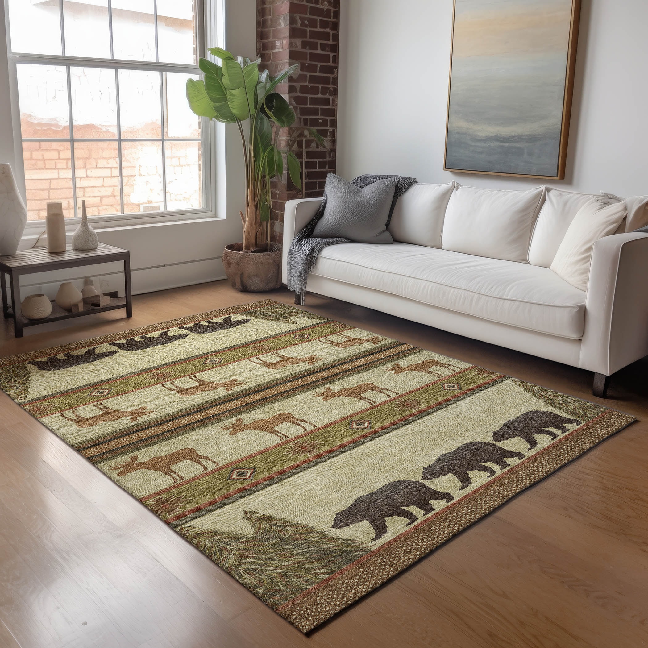 Addison Rugs AMF141BR5X8 Mayfield AMF141BR 5 x 7 (ft) Loomed Polyester Brown Rectangular Indoor Geometric Machine washable Area rug