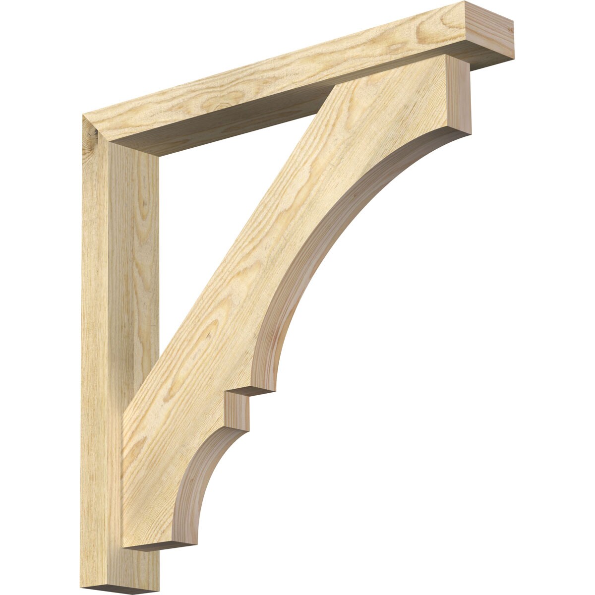 Ekena Millwork 1462026 Balboa Block Rough Sawn Bracket with Offset Brace 4-in x 26-in x 26-in Douglas fir Brown Wood Standard bracket