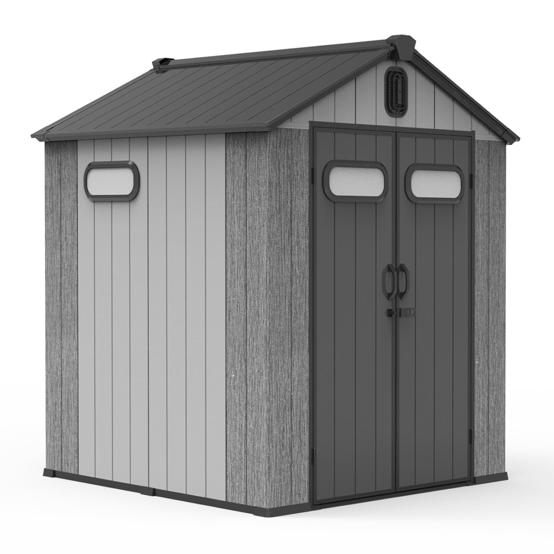 RITSU -  71.52 in L x 72.00 in W x 88.88 in H Grey Resin Outdoor Storage Shed with Lockable Door ...