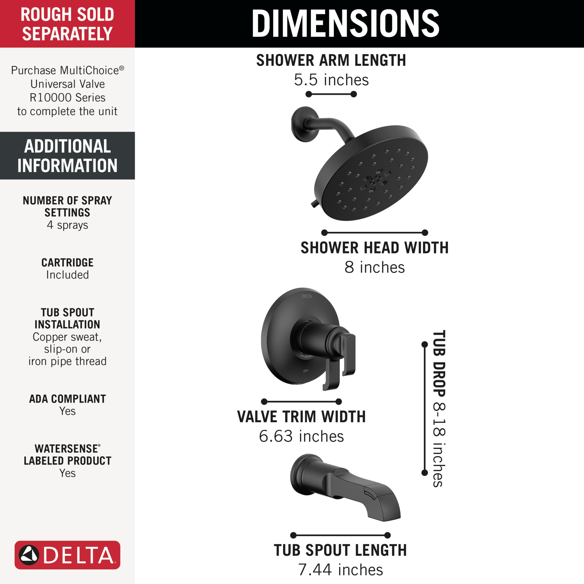 Delta T17T489-BL Tub-Shower-Faucets - View #3