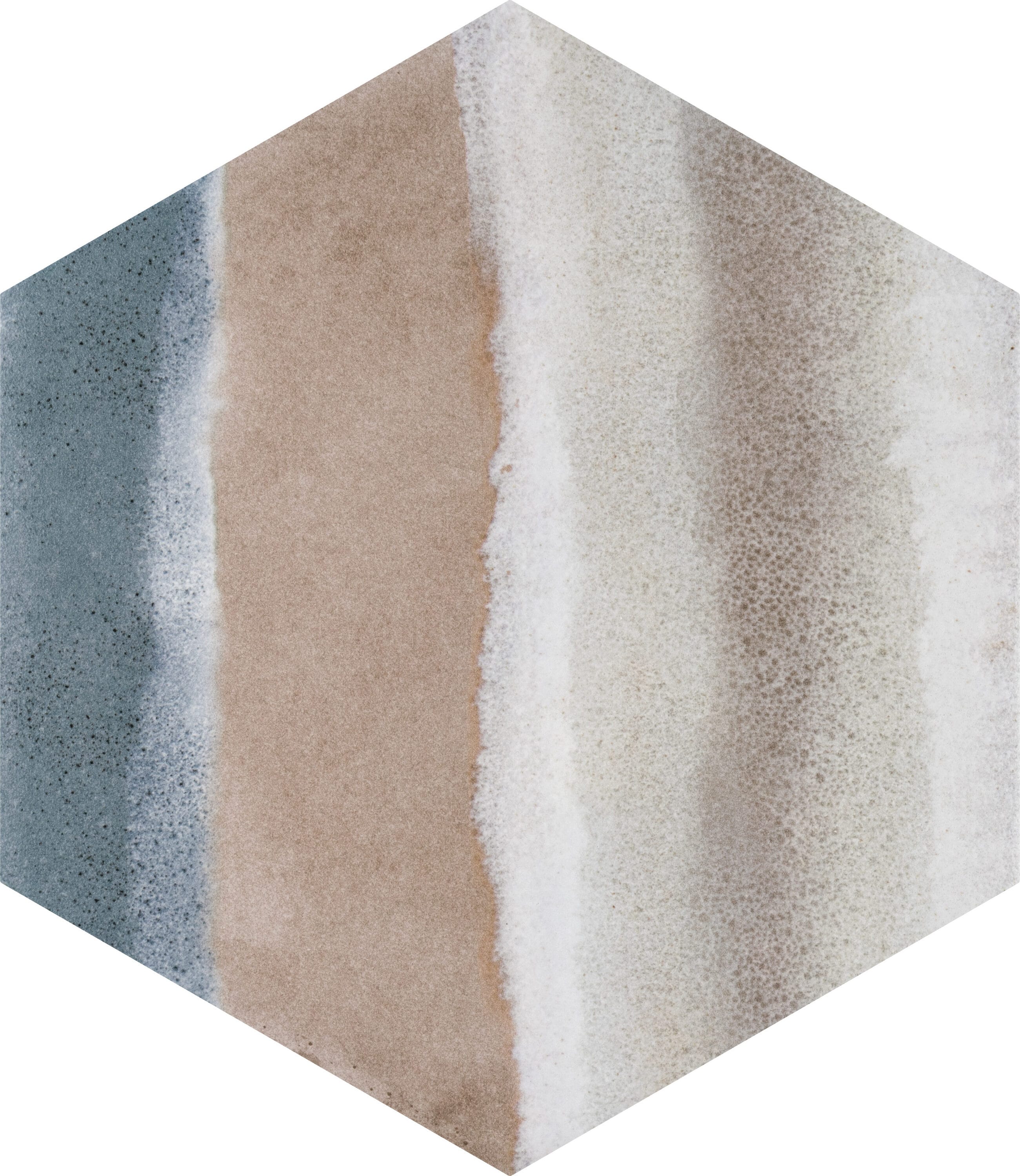Taupe and Blue Hexagon Porcelain Floor and Wall Tile