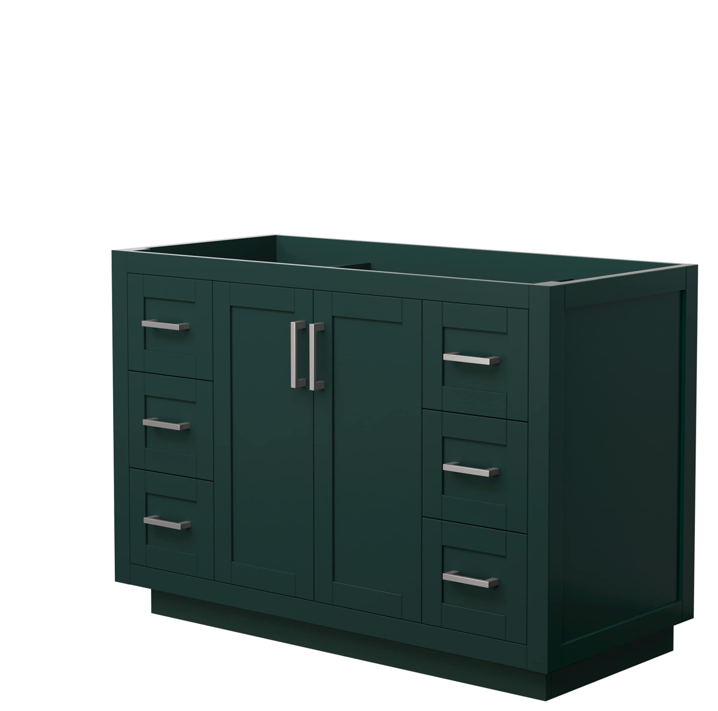 Wyndham Collection WCF292948SGECXSXXMXX Miranda 48-in Green with Brushed Nickel Trim Bathroom Vanity Base Cabinet without Top