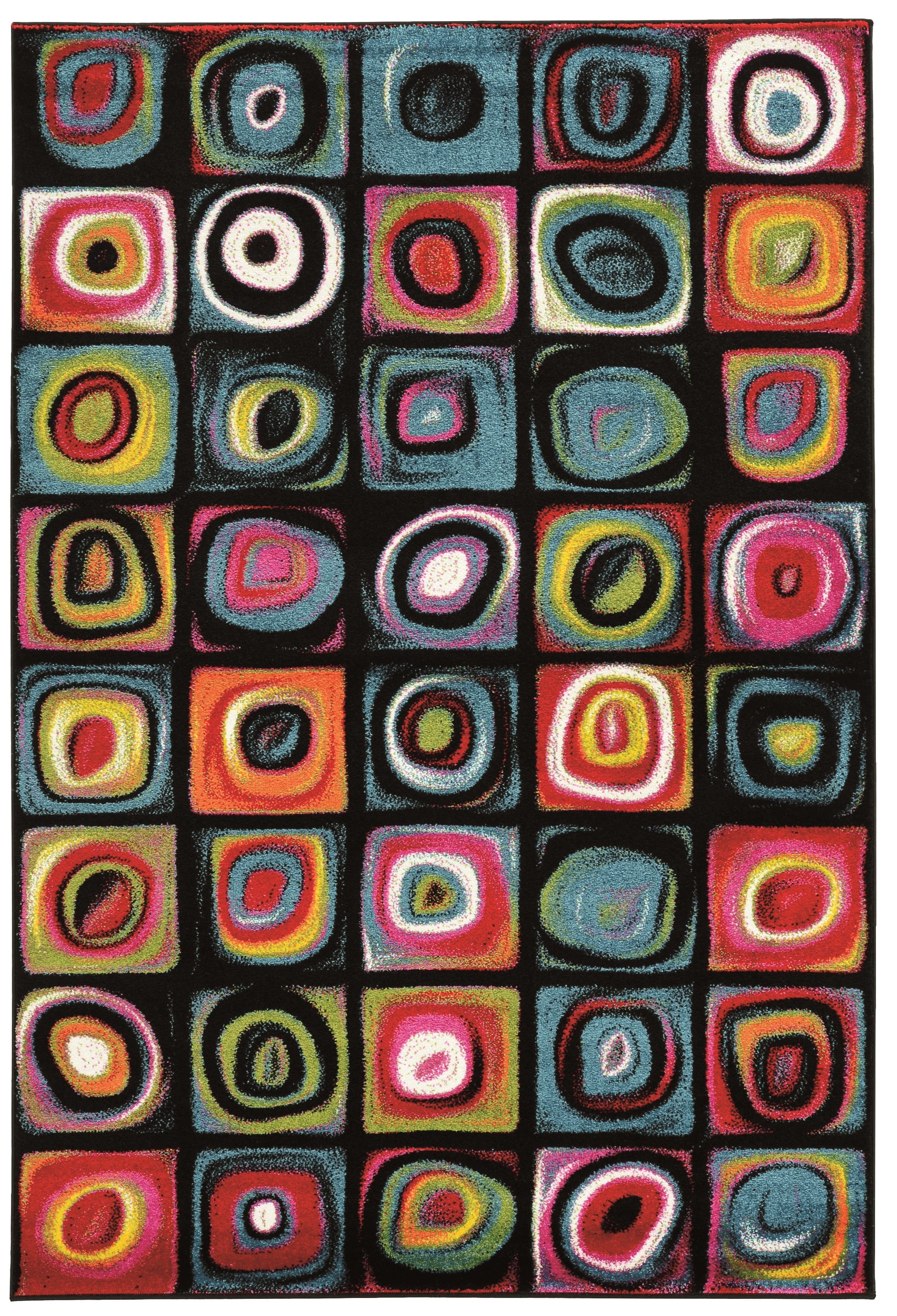 Linon RUGMR0358 Masters 5 x 8 (ft) Loomed Polypropylene Hop scotch multi-colored Rectangular Indoor Abstract Area rug