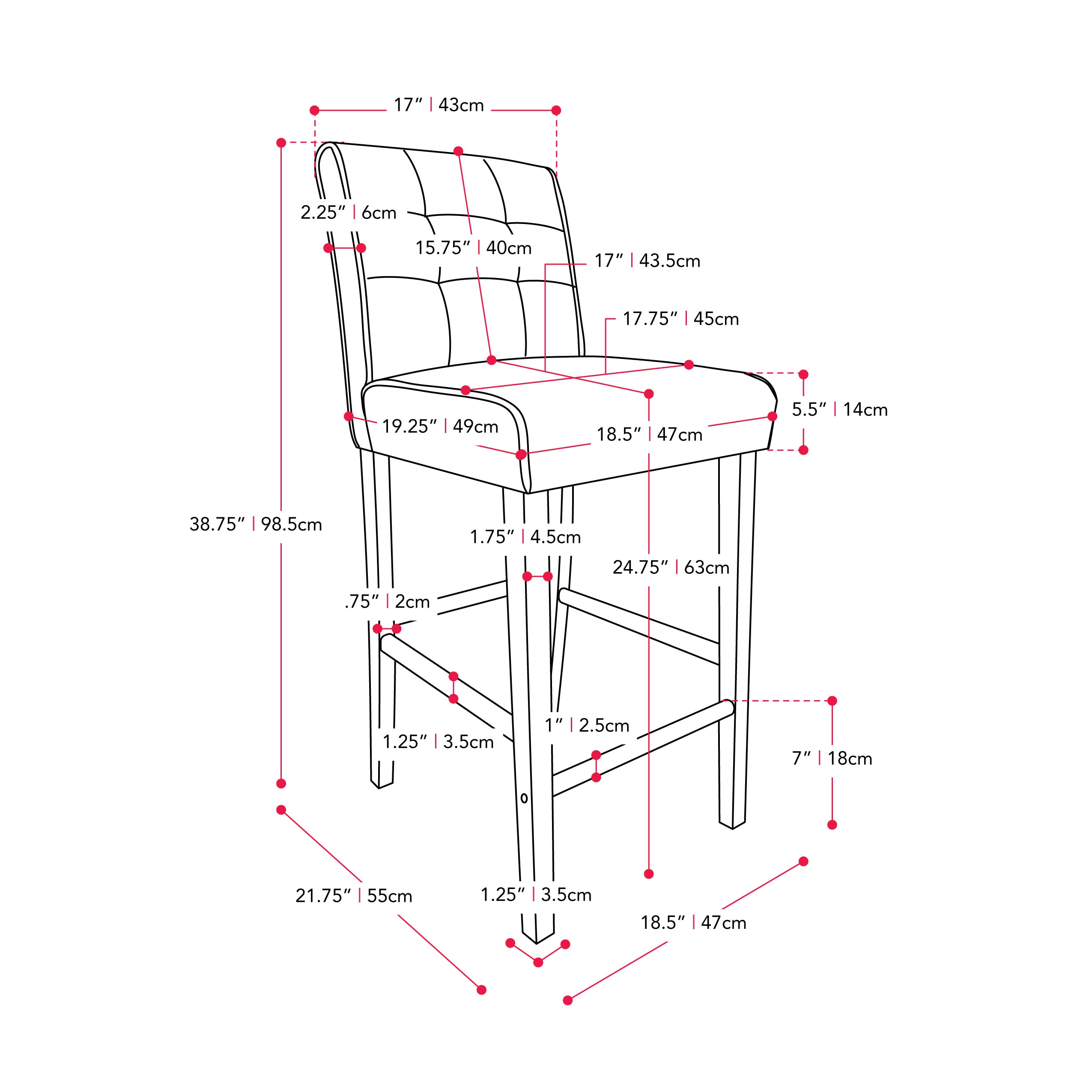 Graphite Black Vegan Leather and Wood Counter Height Barstool