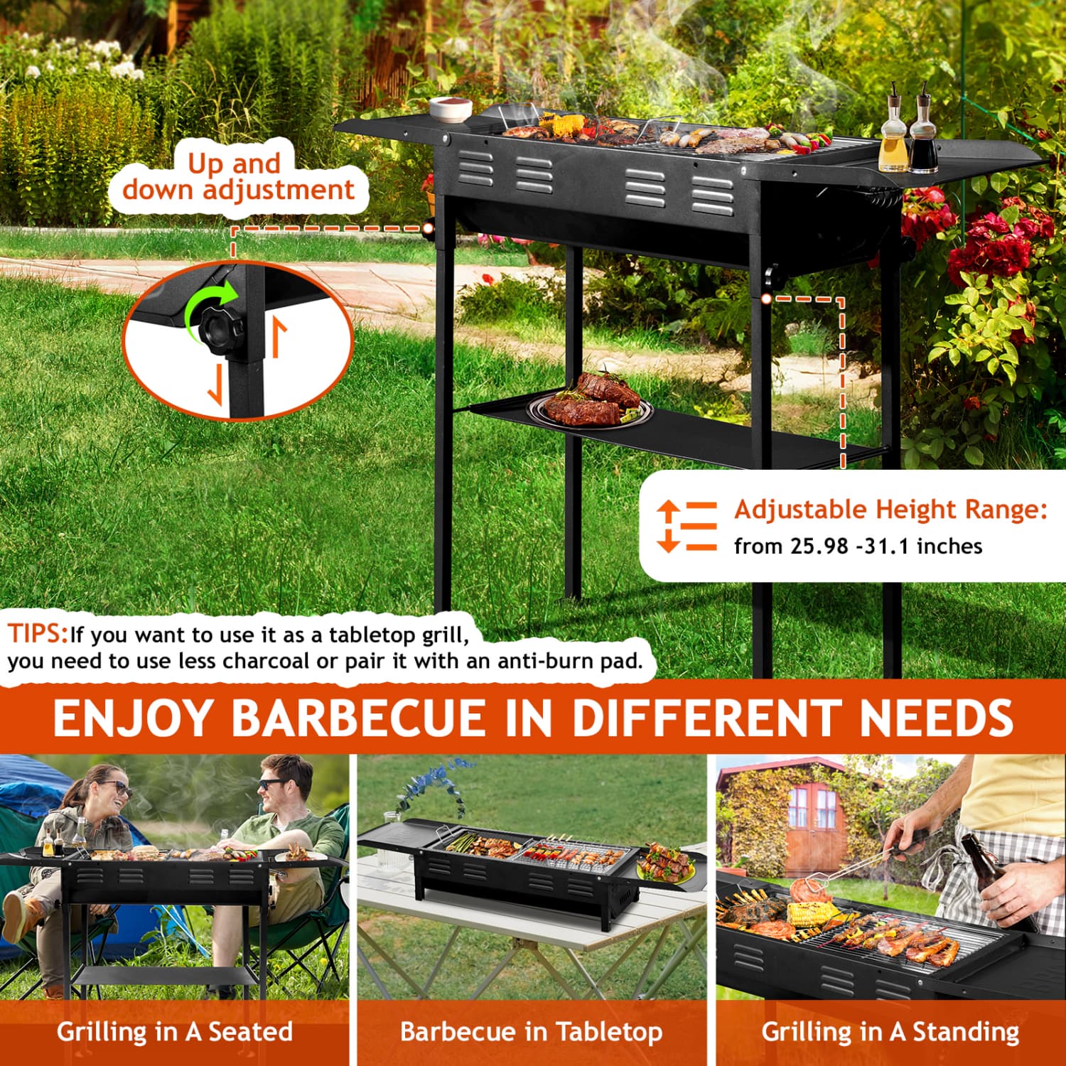 Angel Sar SYFHCCGR0312-2 Charcoal-Grills - View #6