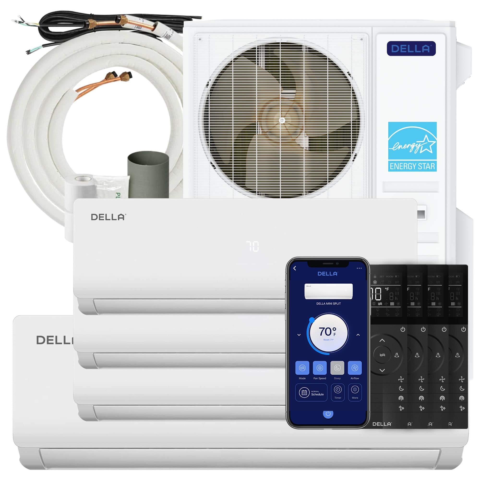 DELLA  55K BTU ODU 4 Zone 12K-12K-12K-24K BTU Mini Split Air Conditioner