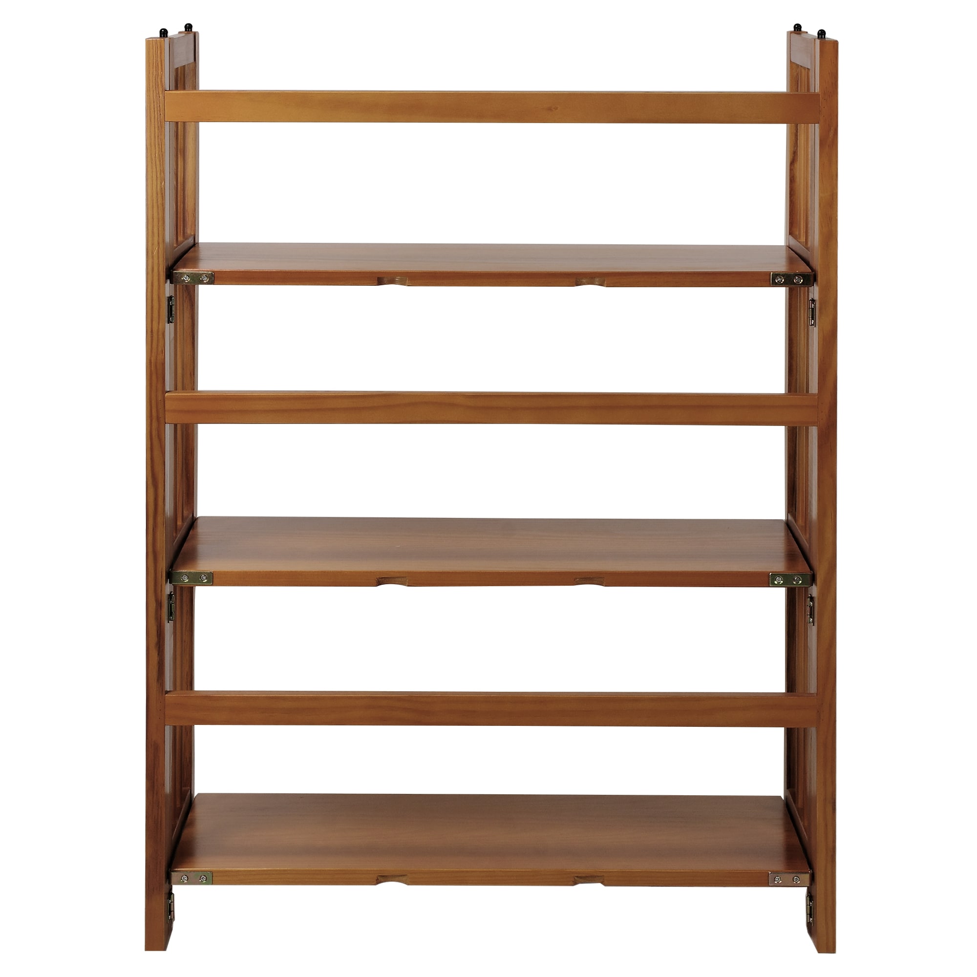 Mission Chestnut Medium Stained 3-Shelf Stackable Wood Bookcase