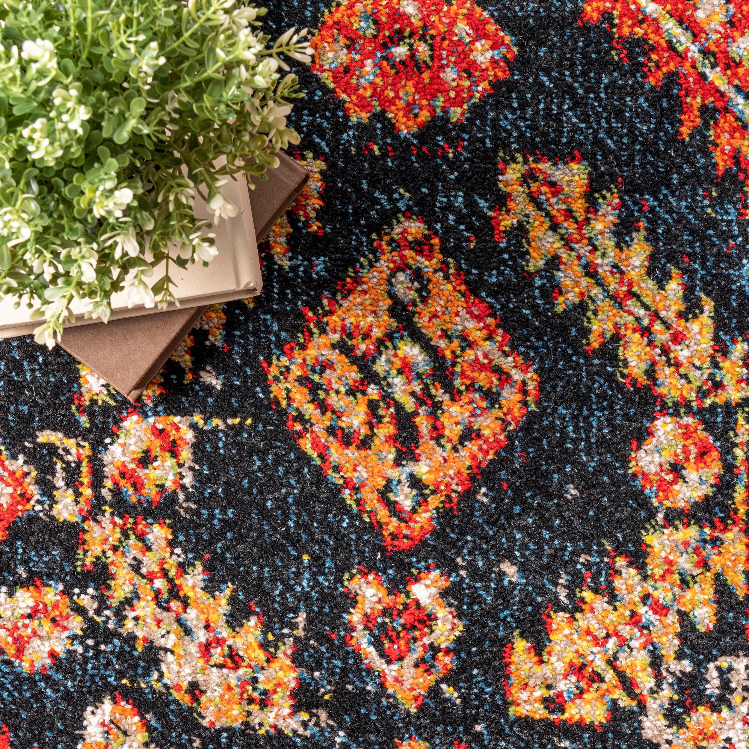 Jane Multicolor Oval 6' x 9' Synthetic Floral Area Rug