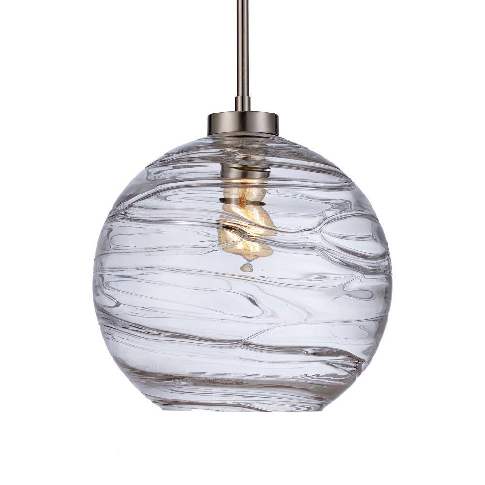12-Inch Clear Glass Globe Pendant Light, Brushed Nickel