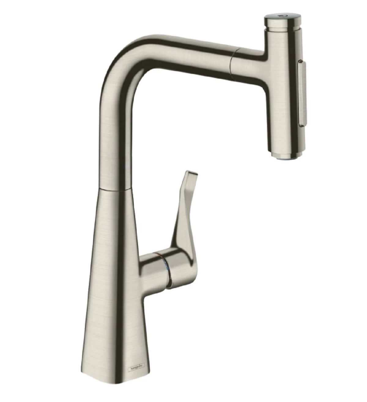 Hansgrohe 73817801 Steel Optic Single Handle Deck-mount Pull-down Kitchen Faucet with Sprayer ( Side Sprayer Included )