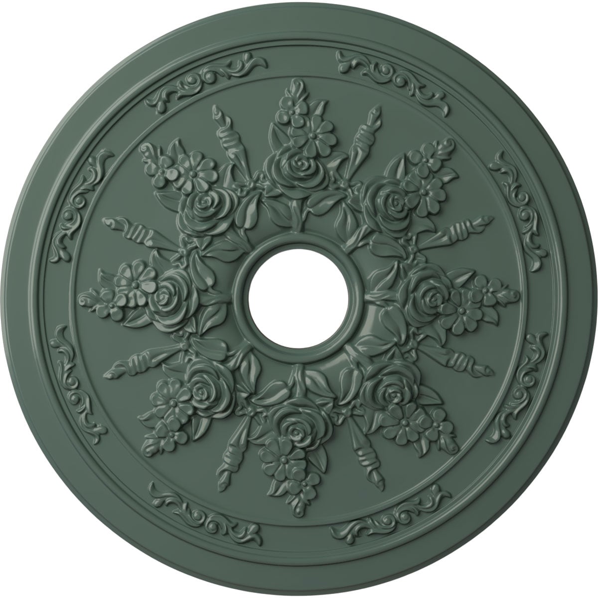 Ekena Millwork CM23ROCBF Rose and Ribbon 23.625-in W x 23.625-in L Painted Cloud Burst Polyurethane Whole Ceiling Medallion