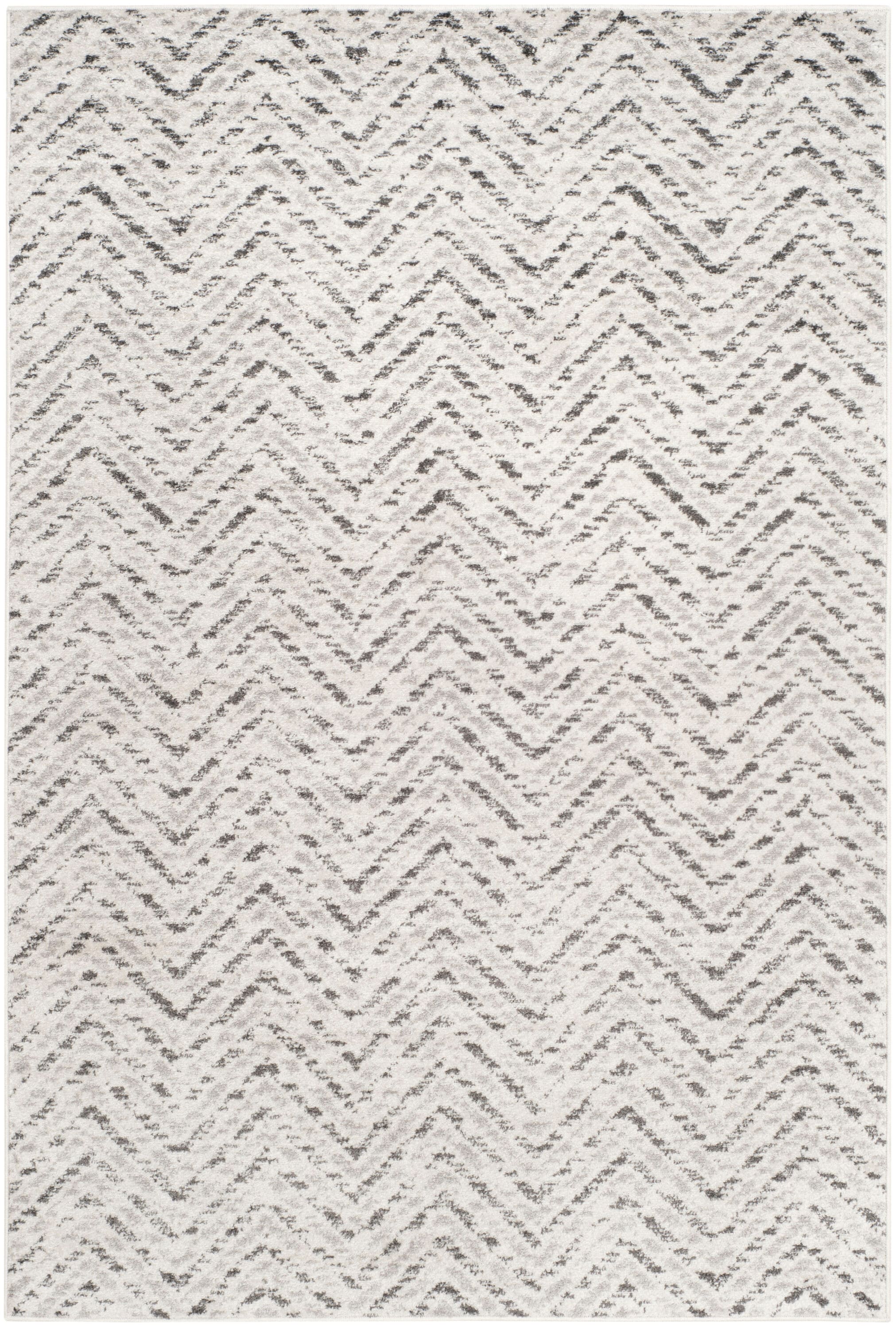 Ivory Rectangular Hand-knotted Synthetic Area Rug, 5'1" x 7'6"