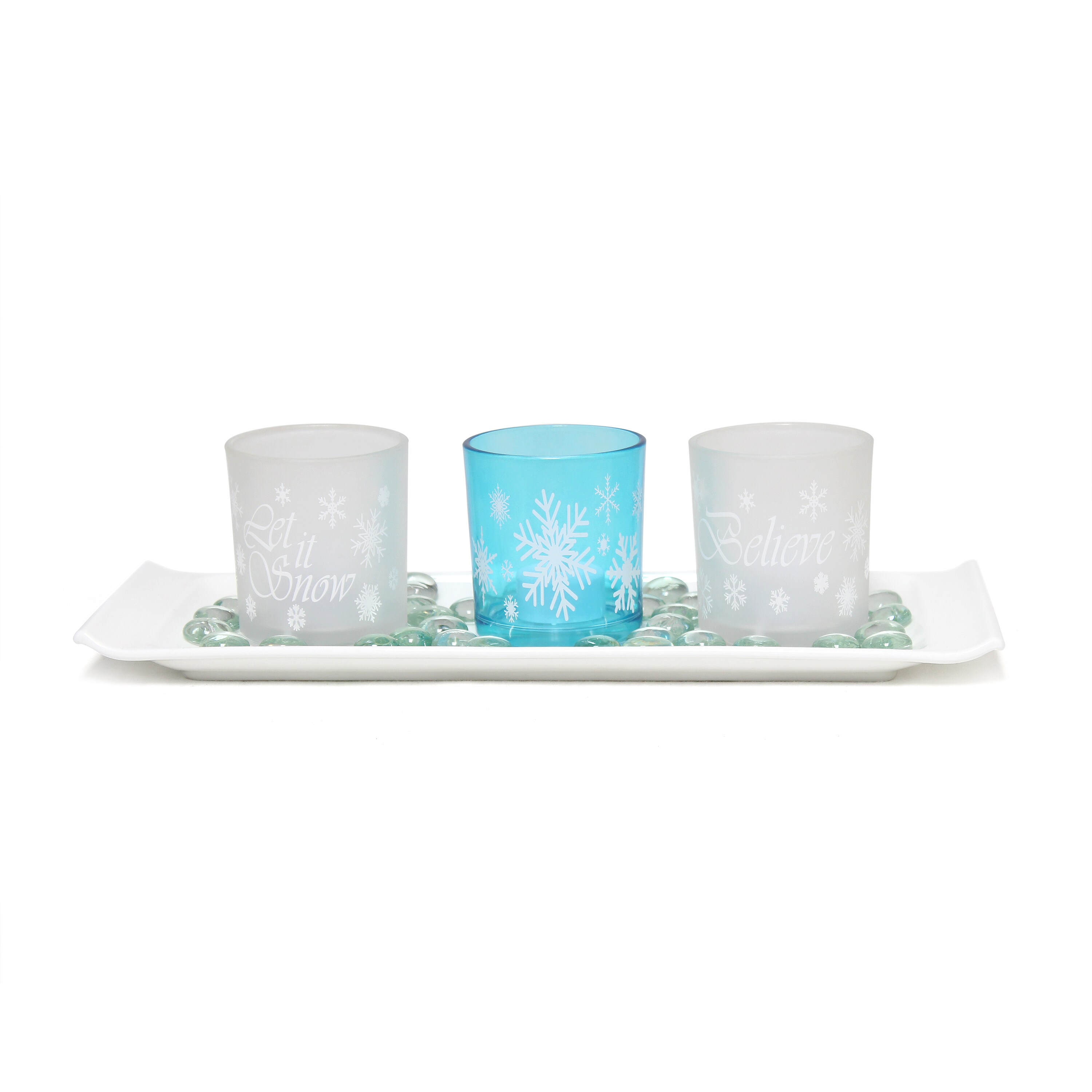 Elegant Designs HG5000-FBL 3 Candle Glass Dish Candle Holder