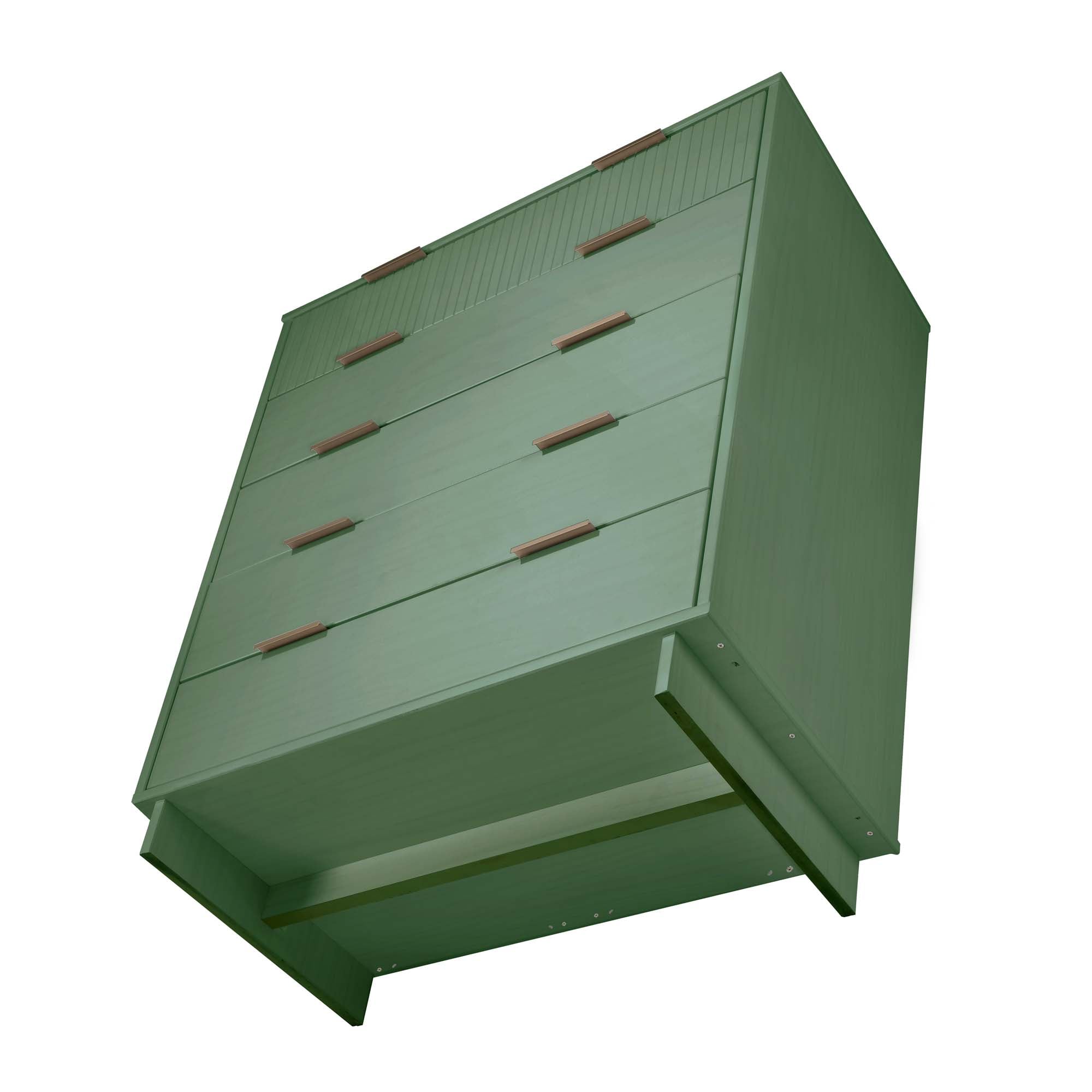 Granville Sage Green Modern 5-Drawer Chest with Metal Handles