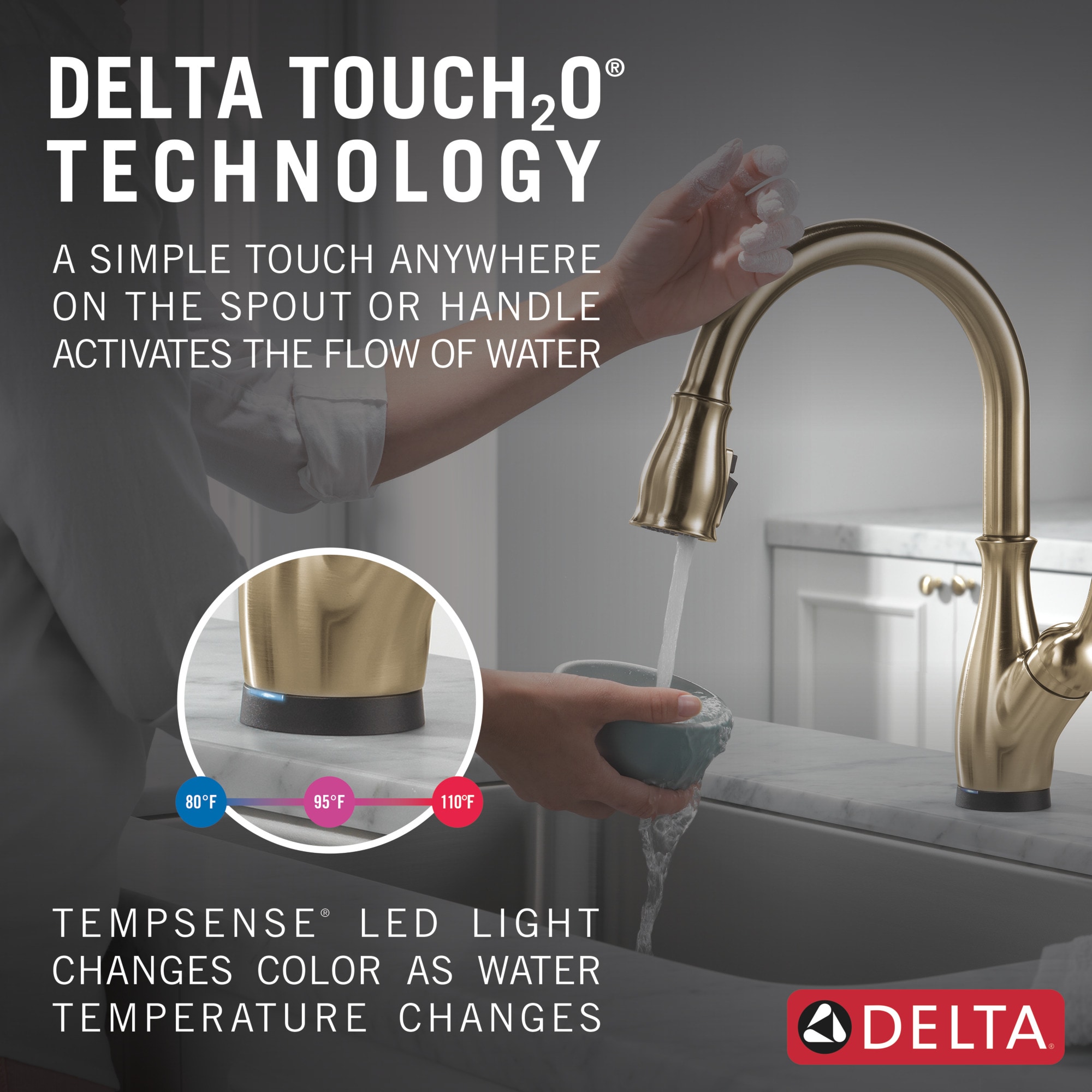 Delta Leland Champagne Bronze Single Handle Touch On Pull Down Kitchen Faucet With Sprayer Deck 3236